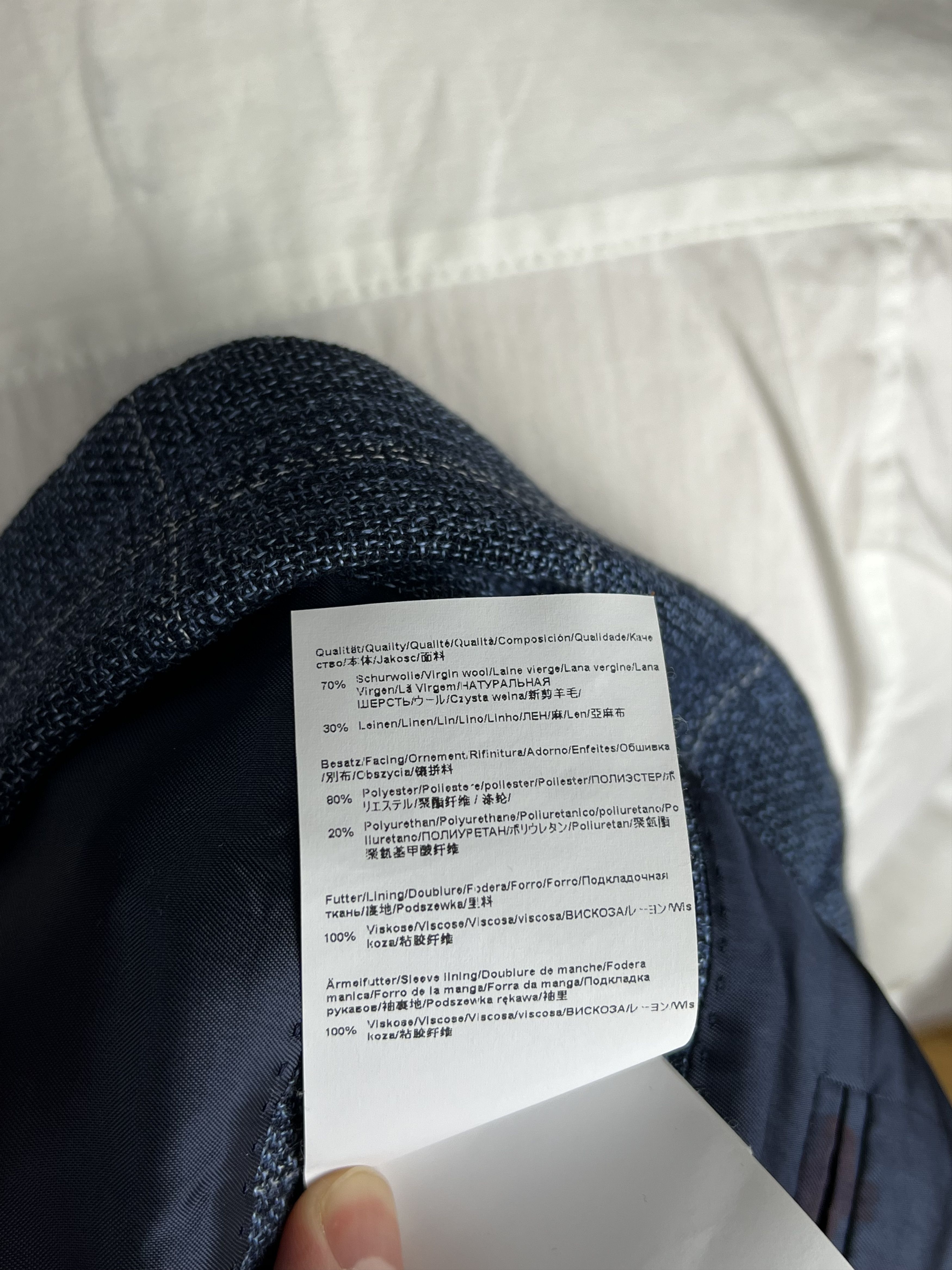Hugo Boss Navy Windowpane Check Wool\Linen Sport Coat Size 40R - 11 Thumbnail