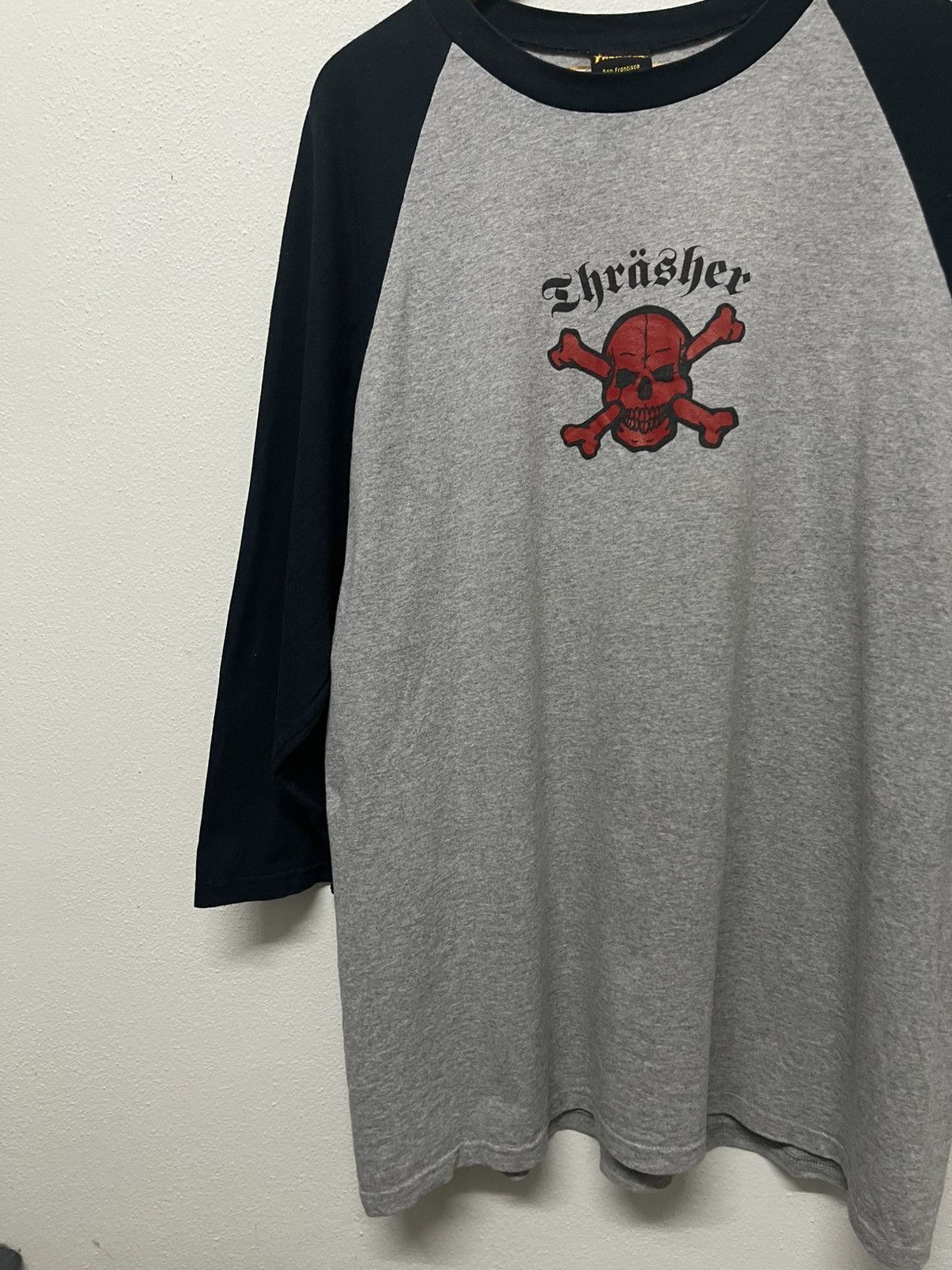 Thrasher × Vintage VINTAGE THRASHER SKULL SKATEBOARDING SKULL 3Q SHIRT Size US XL / EU 56 / 4 - 3 Thumbnail