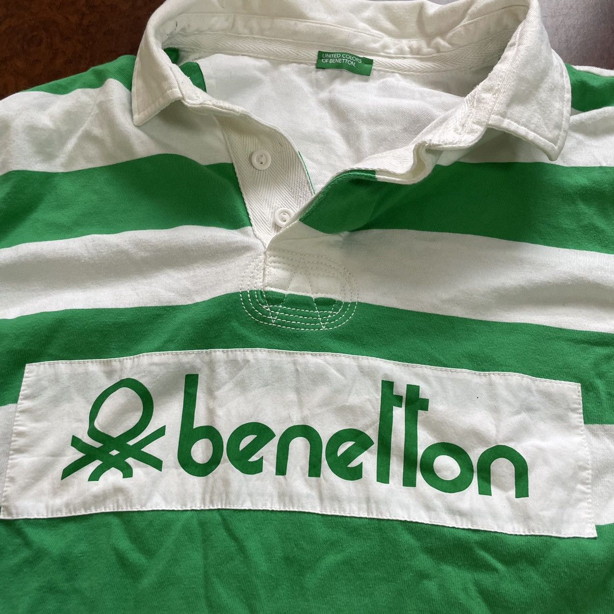 Benetton × United Colors Of Benetton Benetton striped polo sweatshirt longsleeve tee shirt old Size US XXL / EU 58 / 5 - 2 Thumbnail