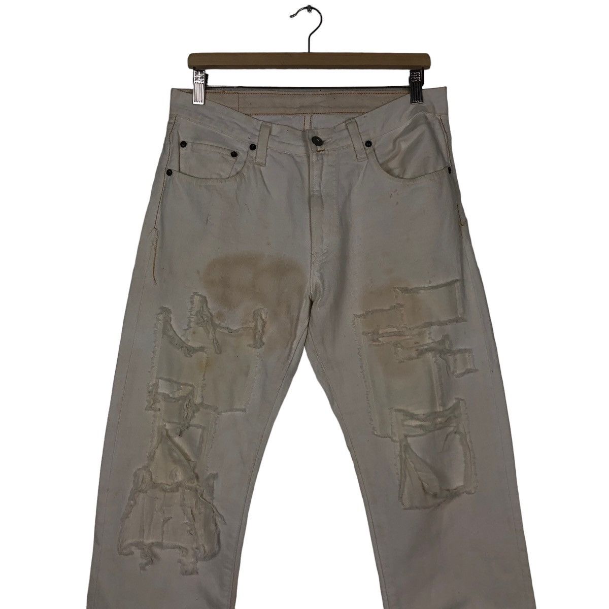 Japanese Brand 🔥Worn Rusty Design White Denim Johnbull Japan Size US 32 / EU 48 - 4 Thumbnail