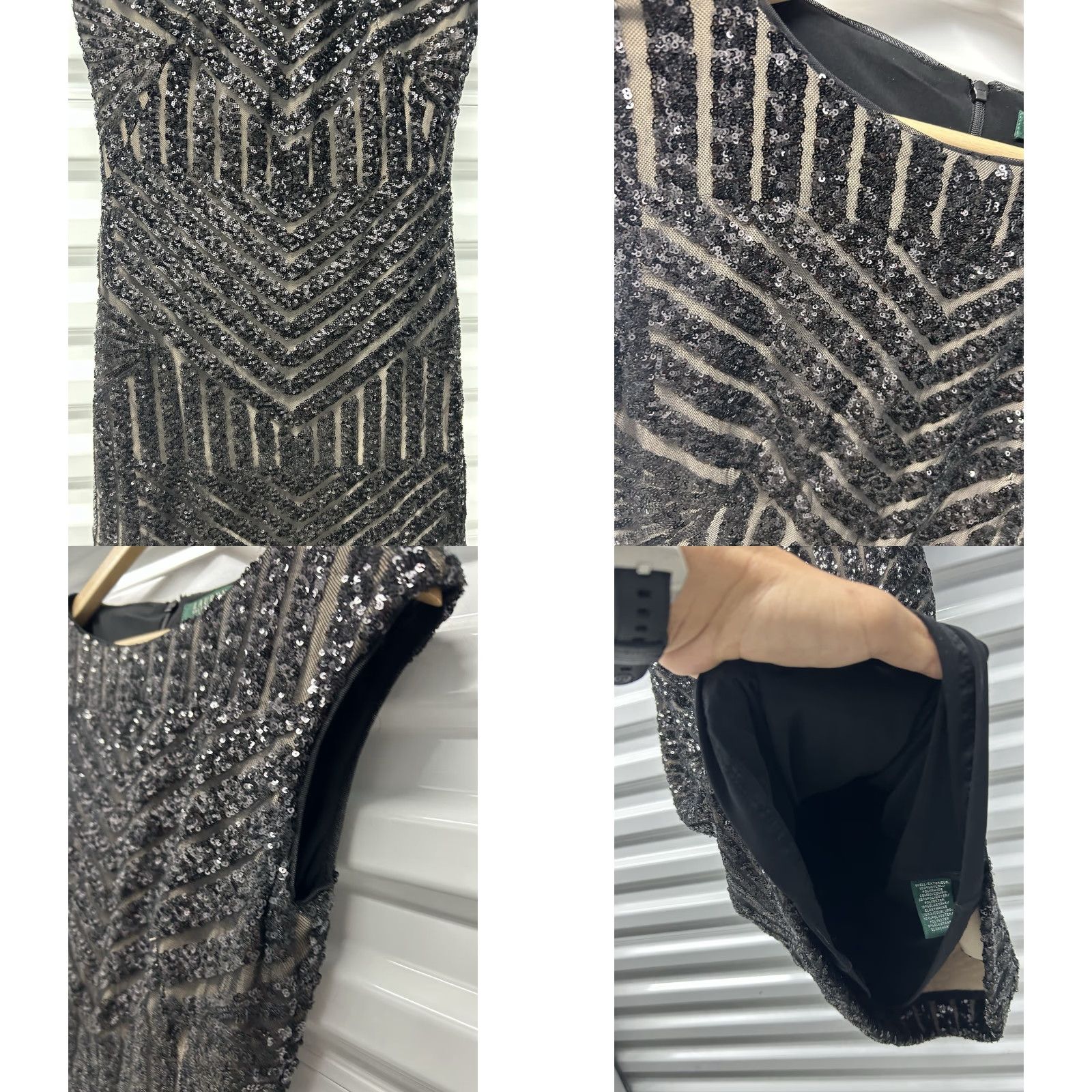 Ralph Lauren Ralph Lauren Women’s Evening Navy Blue Sequin Maxi Gown Dress Sleeveless Boat Neck Zip Size 12P Formal Party Wedding Size XL / US 12-14 / IT 48-50 - 8 Thumbnail