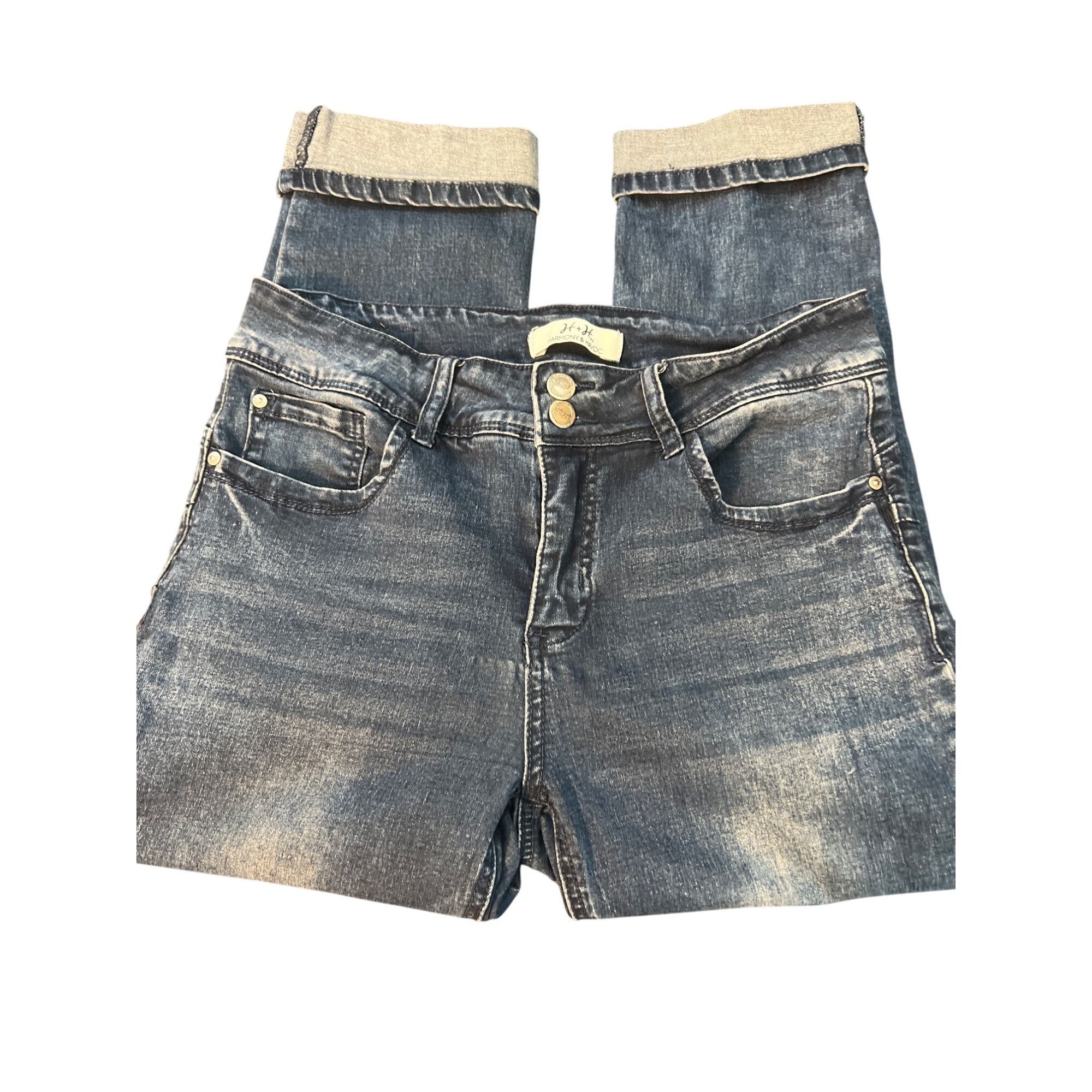 Other H & H Harmony Havoc Blue Denim Stretch Capri Jeans Ankle Cuf Size 30" / US 8 / IT 44 - 2 Thumbnail