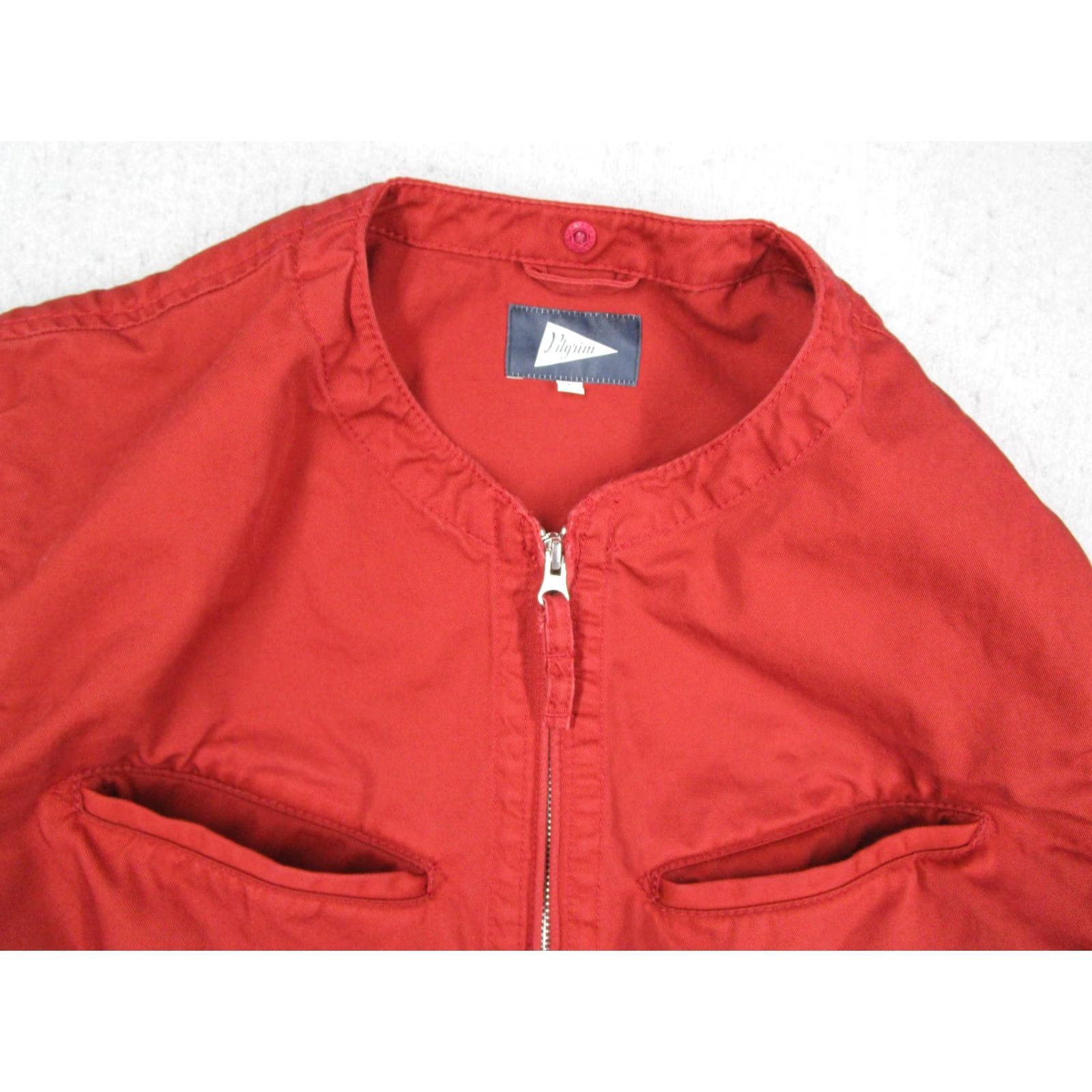 Vintage VINTAGE Pilgrim Surf Supply Jacket Mens Large Red Cotton Zip Front Band Collar Pockets Size US L / EU 52-54 / 3 - 2 Thumbnail