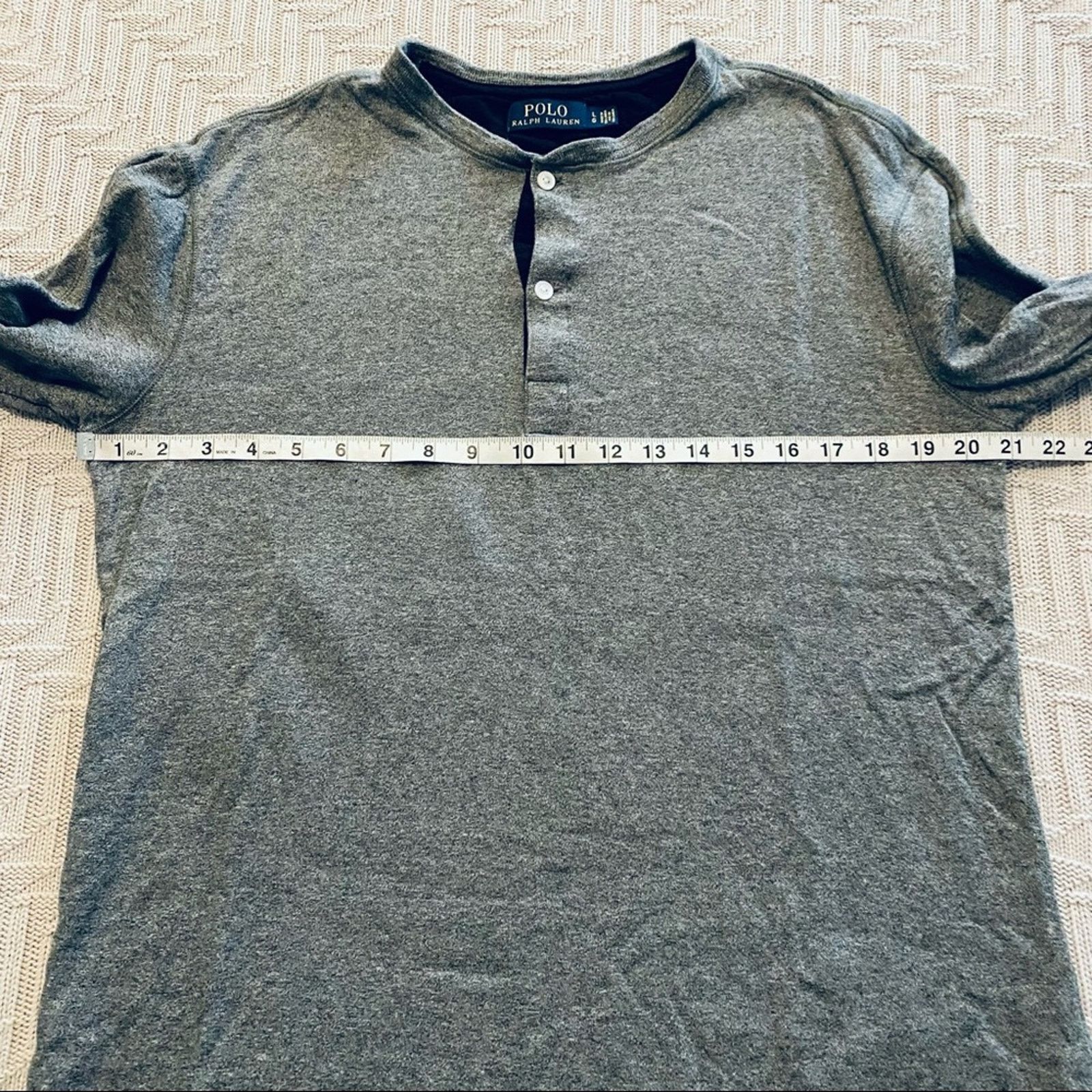 Polo Ralph Lauren Polo RL gray long sleeve henley tshirt Size US L / EU 52-54 / 3 - 6 Thumbnail