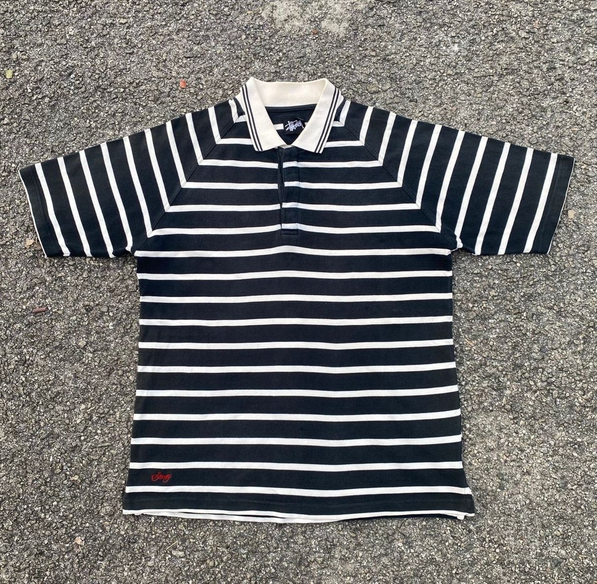 お*ぎ様 【最終値下げ】STUSSY BIG STRIPE RUGBY Lサイズ STUSSY - STUSSY Big Stripe Rugby Shirt ビッグストライプラグビー