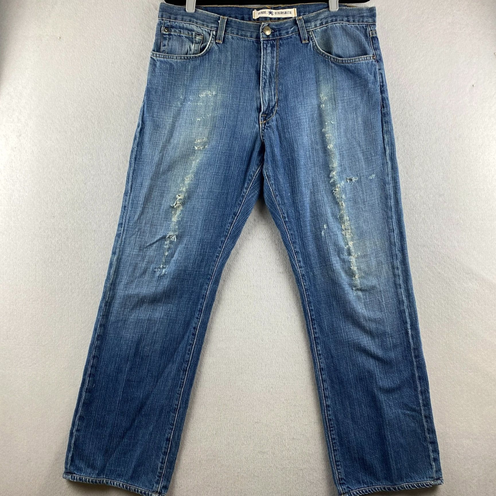 Denime VINTAGE Agave Jeans Mens 36 Blue Relaxed Straight Distressed Denim Dark Size US 36 / EU 52 - 2 Thumbnail