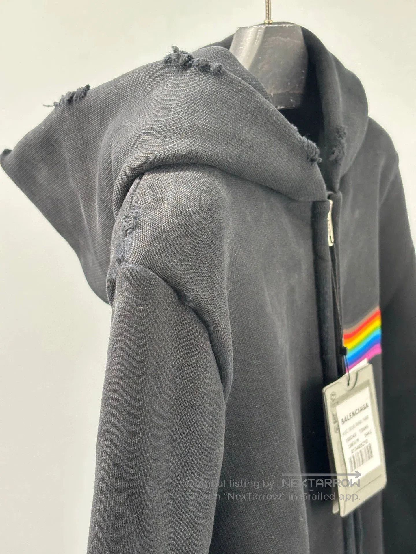 Balenciaga black balenciaga hoodie with rainbow detail. Size US M / EU 48-50 / 2 - 2 Thumbnail