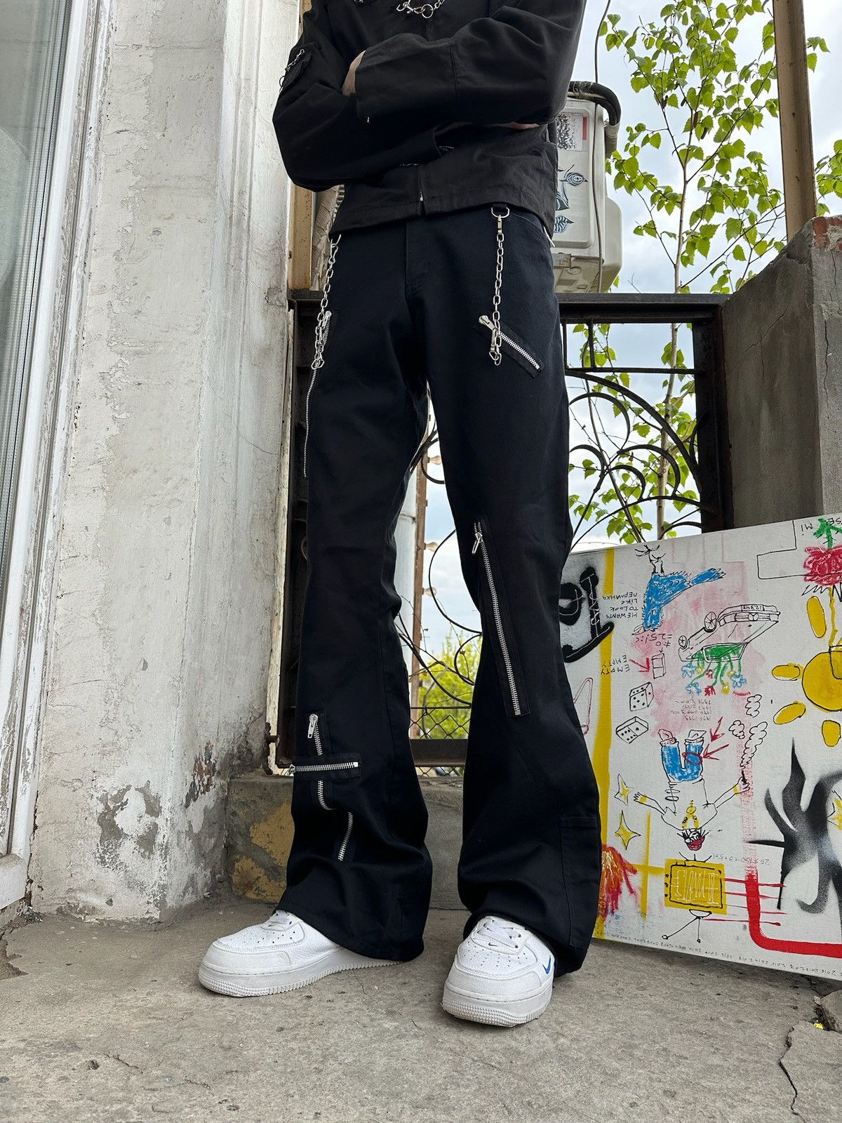 Japanese Brand RARE Aderlass Bondage Pants Cyber Punk flared Size US 35 - 5 Thumbnail