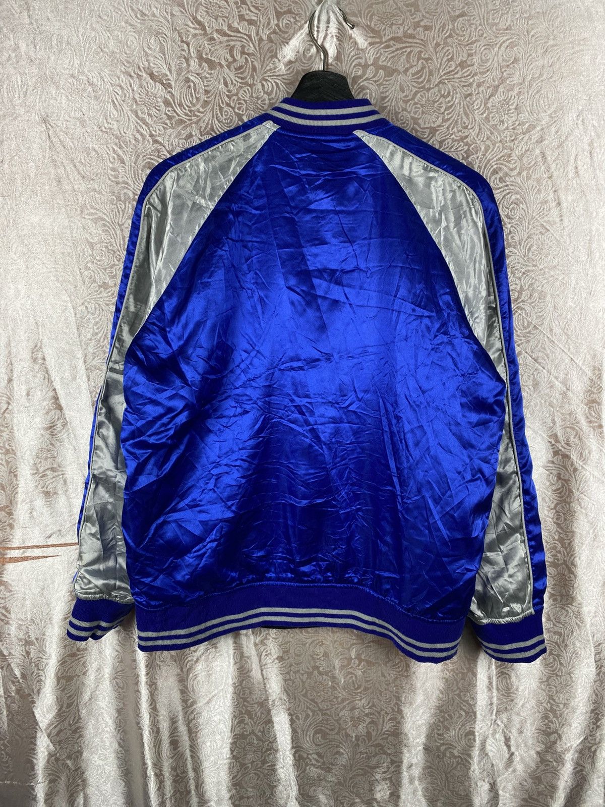 Japanese Brand GGD Edition Blue Silver Satin Sukajan Bomber Jacket Japan Size US M / EU 48-50 / 2 - 7 Thumbnail