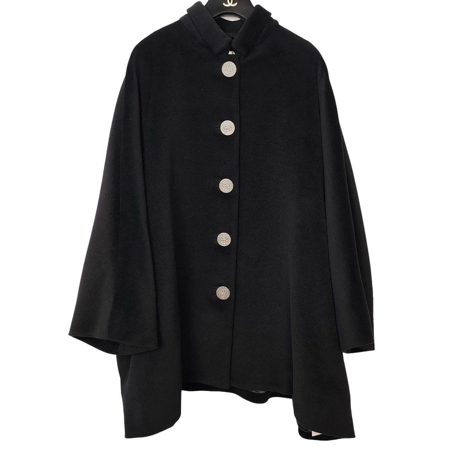 Balenciaga Logo Button Wool Cashmere Cape Coat Size 36 in Black, Women's (Size Xs)