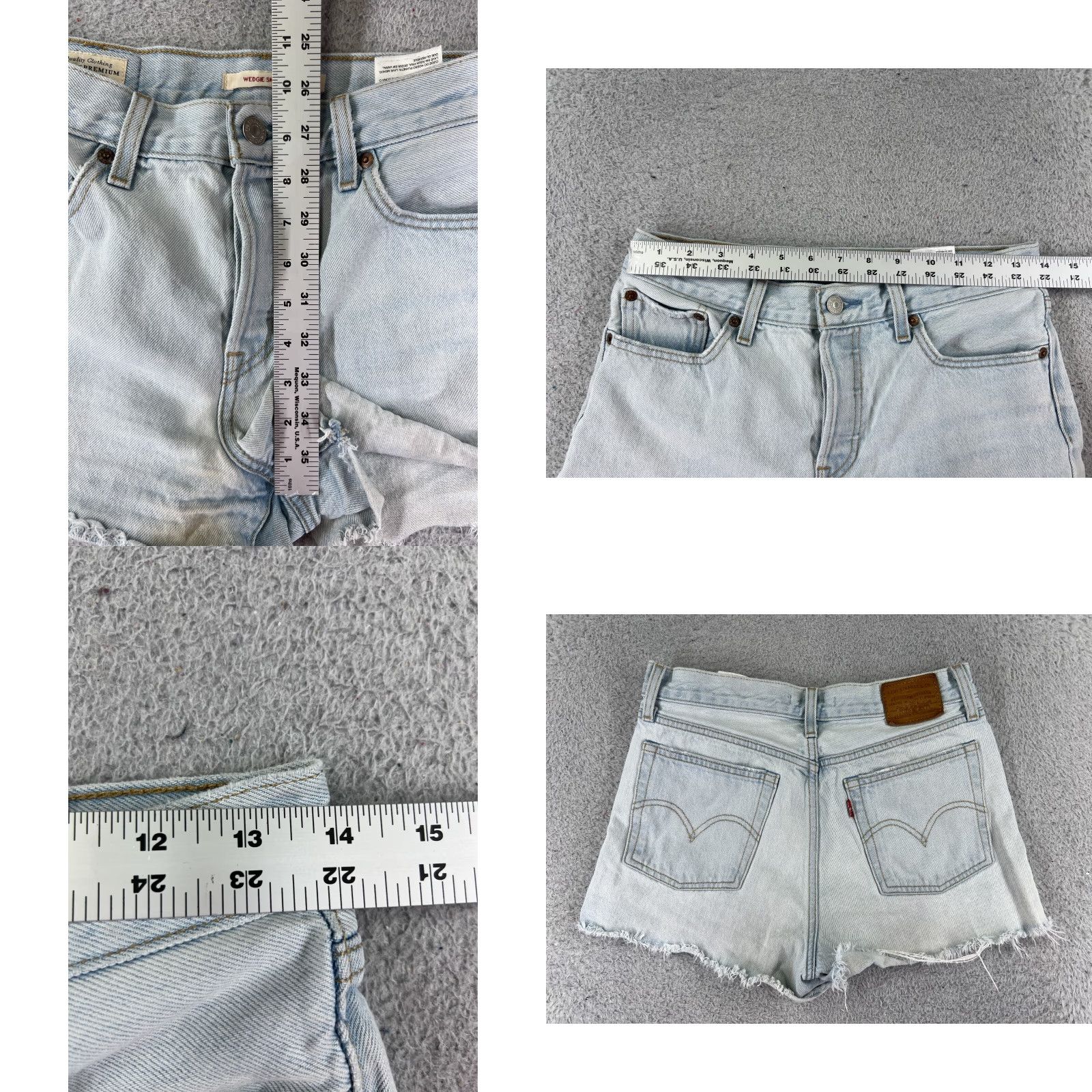 Levi's VINTAGE Levis Shorts Womens 28 Blue Denim Jean Cutoff Premium Big E Button Wedgie 25x2 Size 28" / US 6 / IT 42 - 9 Thumbnail