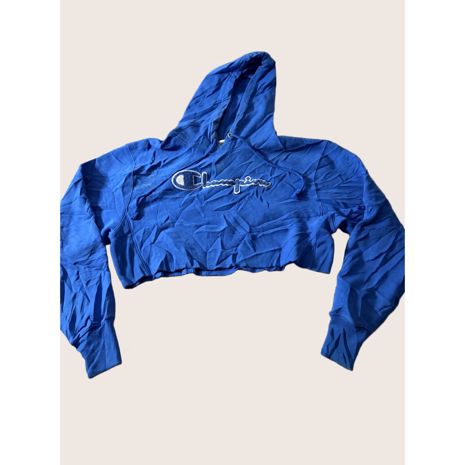Champion Champion Hoodie Womens Small Blue Reverse Weave Cropped Fleece Logo Sweatshirt Size S / US 4 / IT 40 - 1 Thumbnail