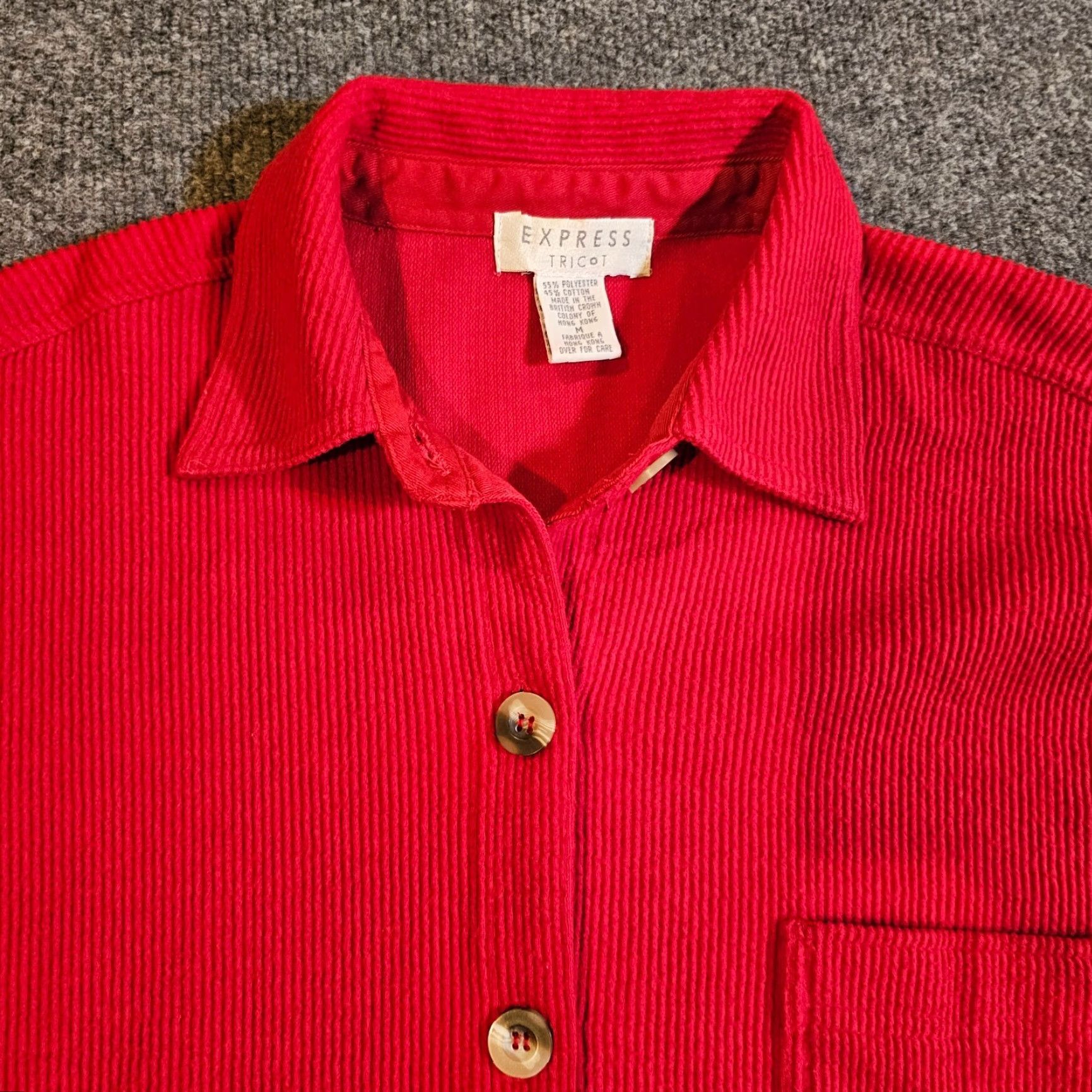 Express VINTAGE Express Shirt Womens M Red Oversized Tricot Flannel Casual 90s Button-Up Size M / US 6-8 / IT 42-44 - 2 Thumbnail