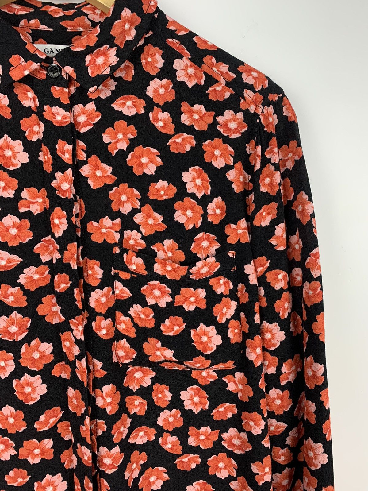 Ganni Ganni Floral Blouse Top Shirt Buttons-Up Ladies Size 36 Red Size XS / US 0-2 / IT 36-38 - 4 Thumbnail