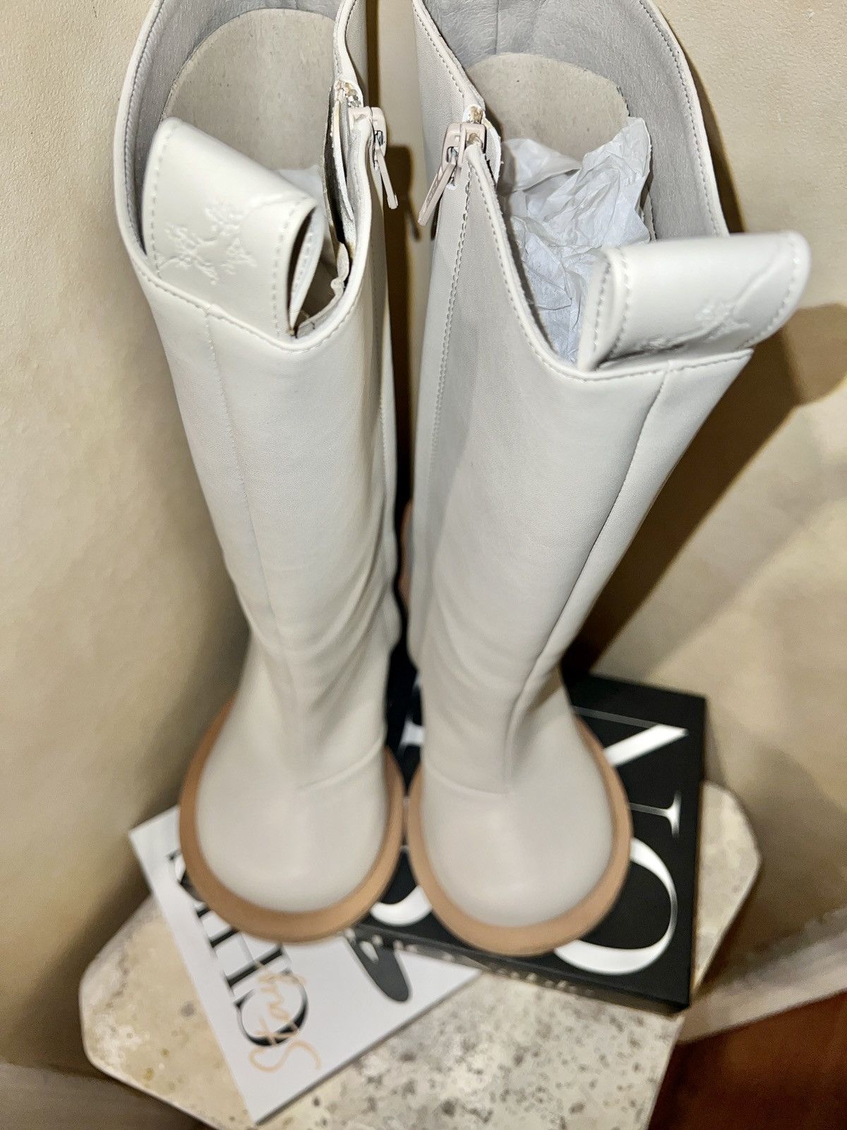 YUME YUME ARCHIVAL YUME YUME Love Heel Knee-High Boots - White Size US 6 / IT 36 - 7 Thumbnail