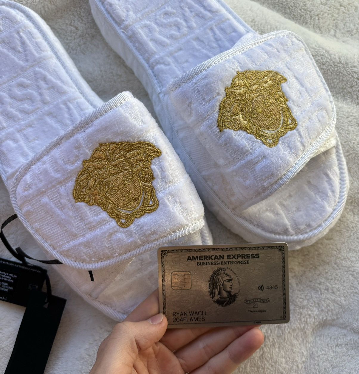 Versace Versace White/Gold Medusa Slippers/Slides Size US 10 / EU 43 - 2 Thumbnail
