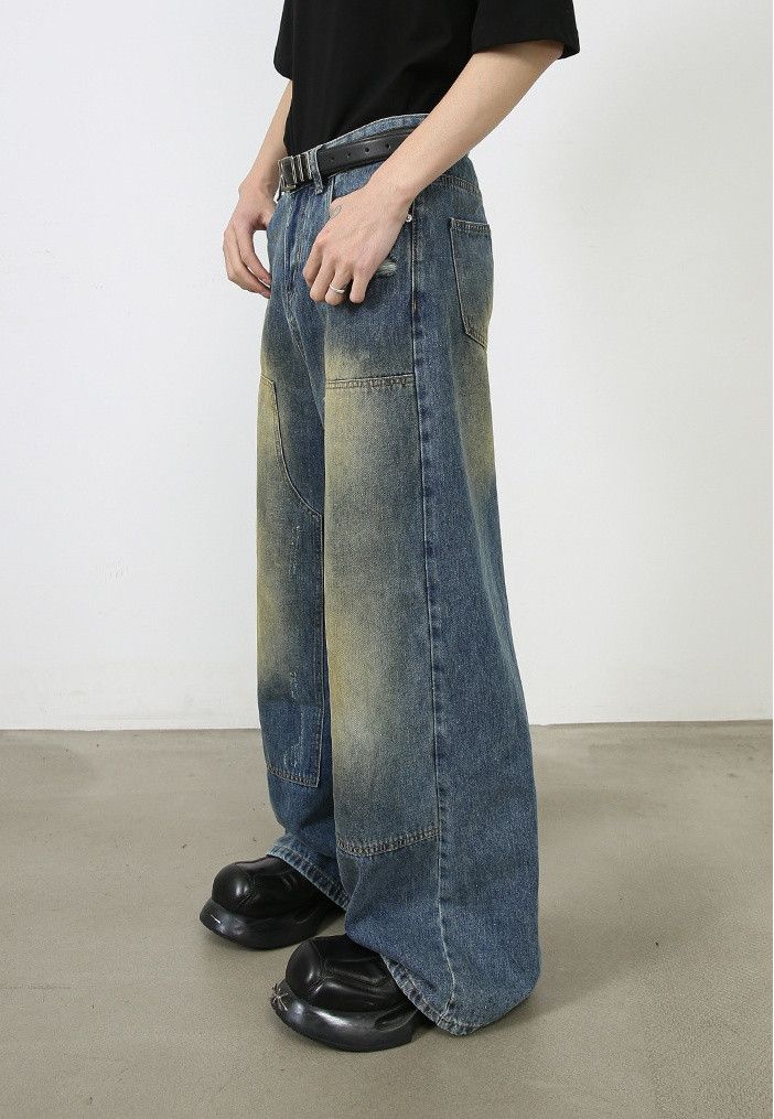 Japanese Brand × Jean Vintage distressed washed loose straight-leg work jeans Size US 32 / EU 48 - 6 Thumbnail