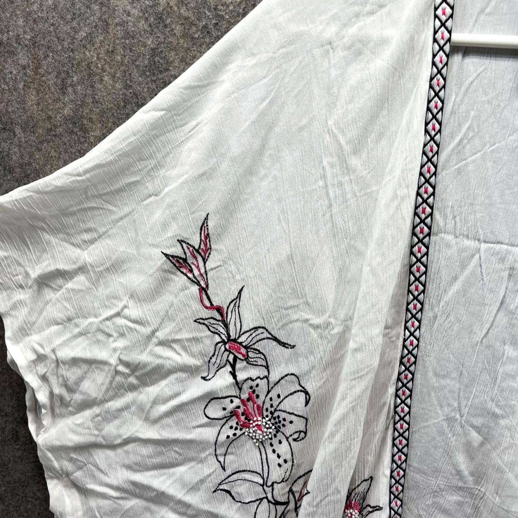 Vintage Chico's Shirt Women Large White Rayon Floral Embroidered Kimono Shrug Vintage: No Size L / US 10 / IT 46 - 6 Thumbnail