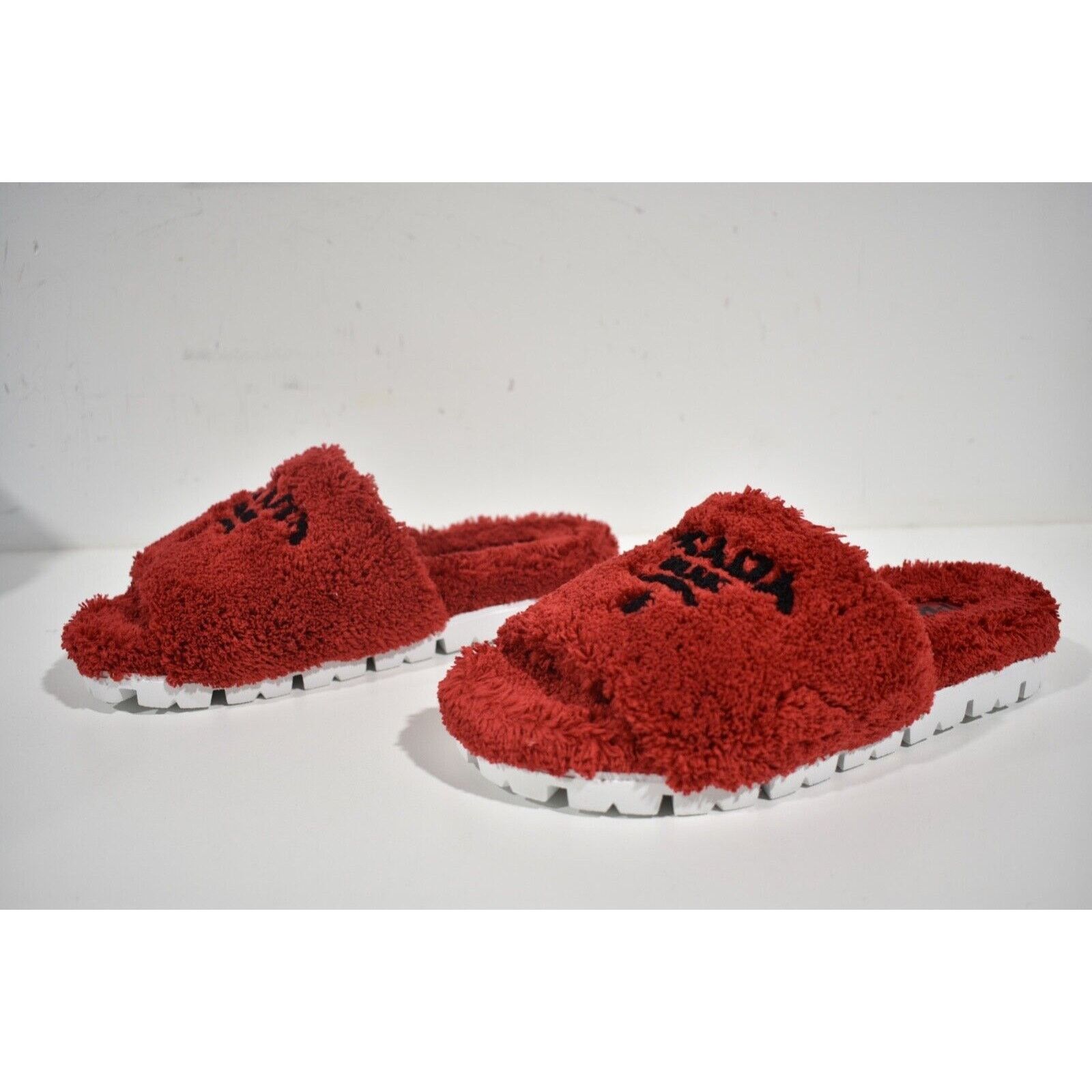 Prada Prada Terry Cloth Roso Red Black Logo Slide Sandal Rubber Size US 6 / IT 36 - 9 Thumbnail