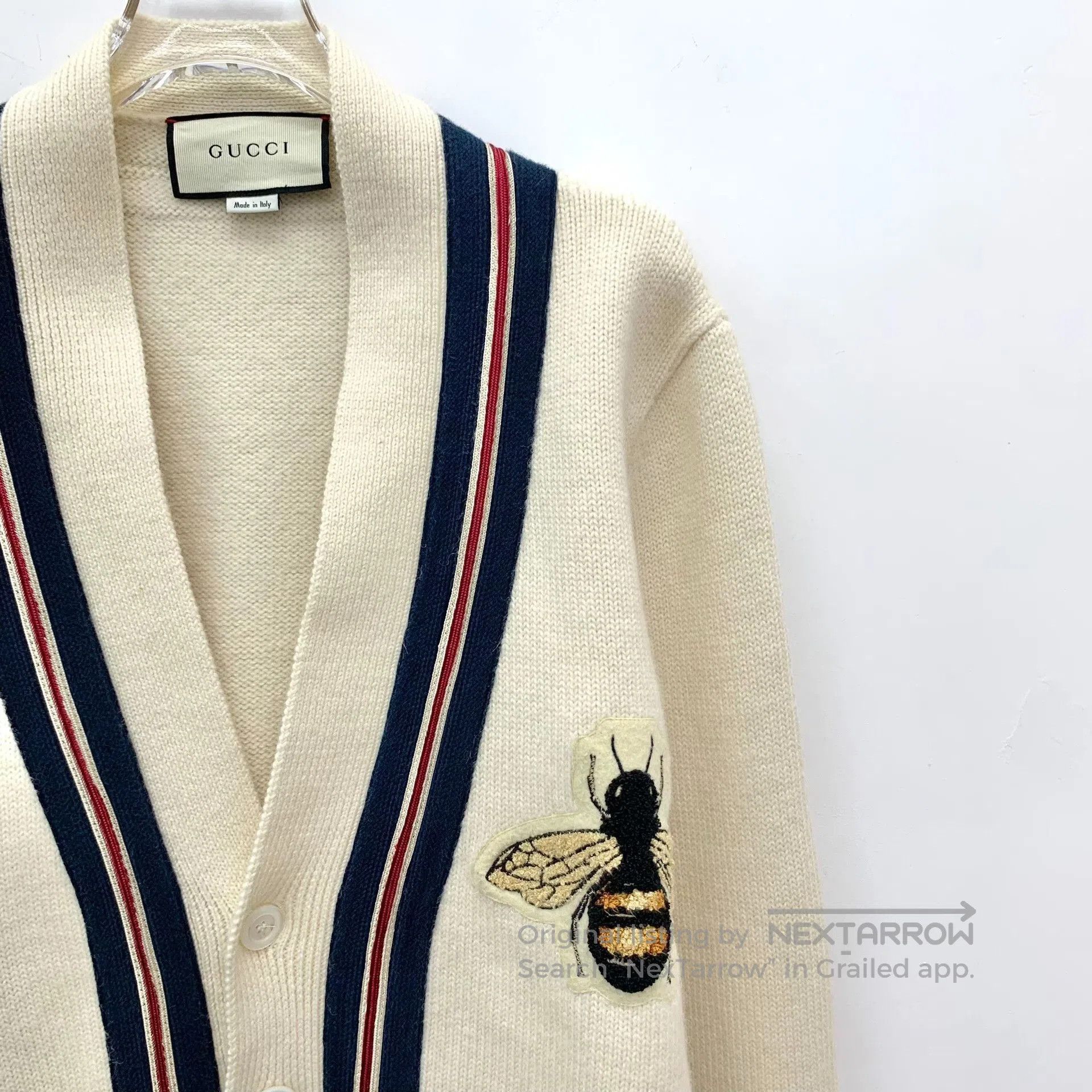 Gucci Gucci Beige Bee Embroidery Wool Cardigan. Size S / US 4 / IT 40 - 3 Thumbnail