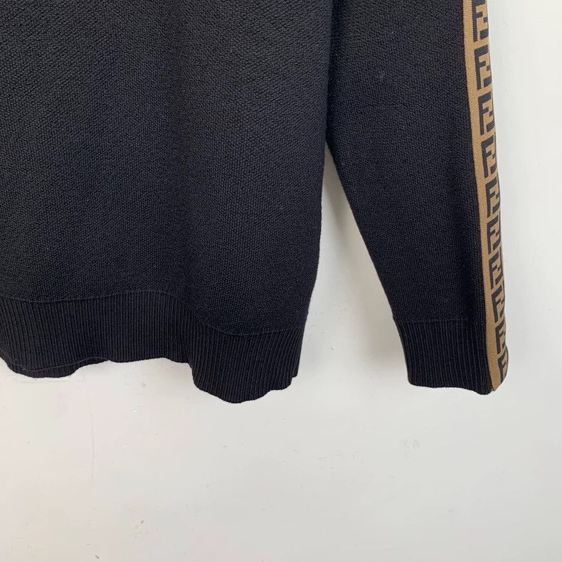 Fendi FENDI Black Side Logo Letter Pattern Wool Crew Neck Long S Size US M / EU 48-50 / 2 - 4 Thumbnail