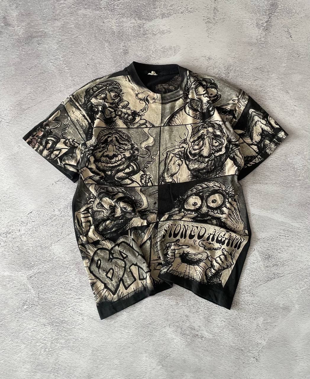Vintage Rare vintage 90’s Robert Crumb stoned again art AOP t shirt Size US XL / EU 56 / 4 - 1 Thumbnail