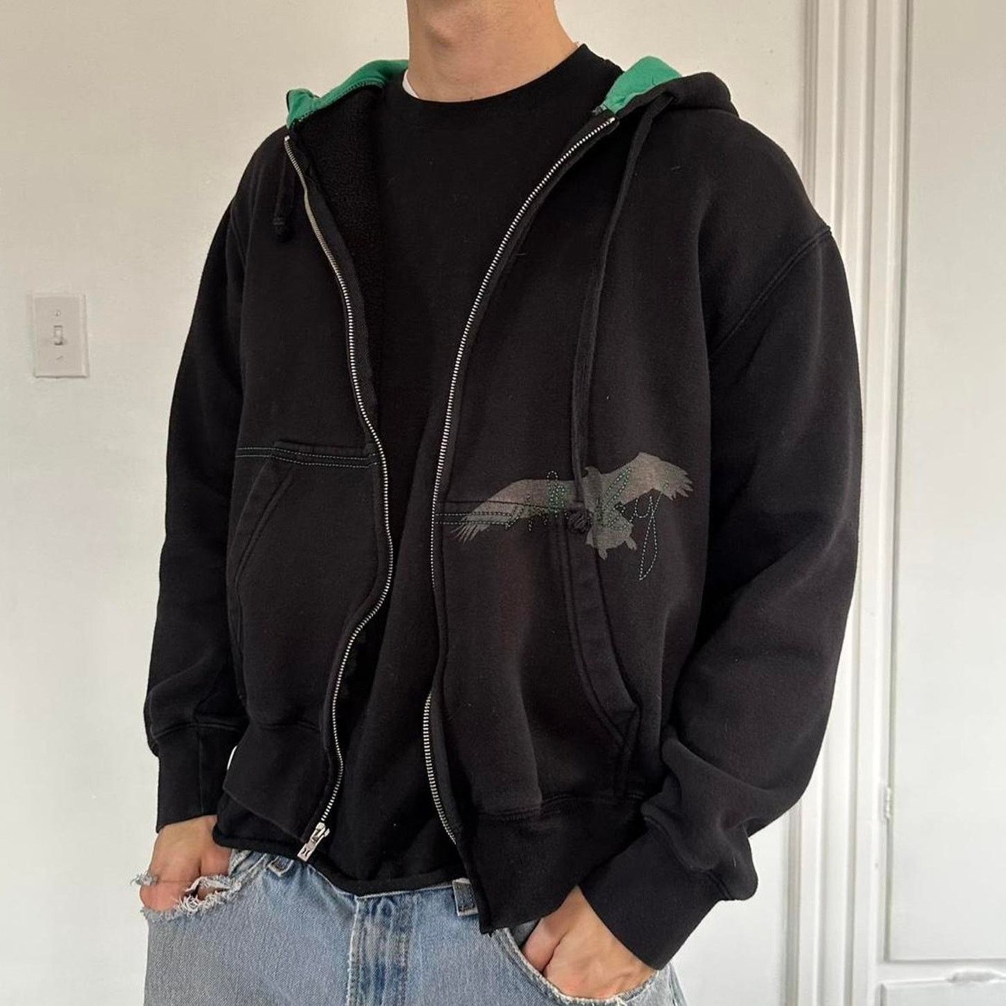 Hurley × Vintage Vintage Y2K 00s Hurley Surf Black Zip Up Hoodie Sweatshirt Size US M / EU 48-50 / 2 - 1 Thumbnail