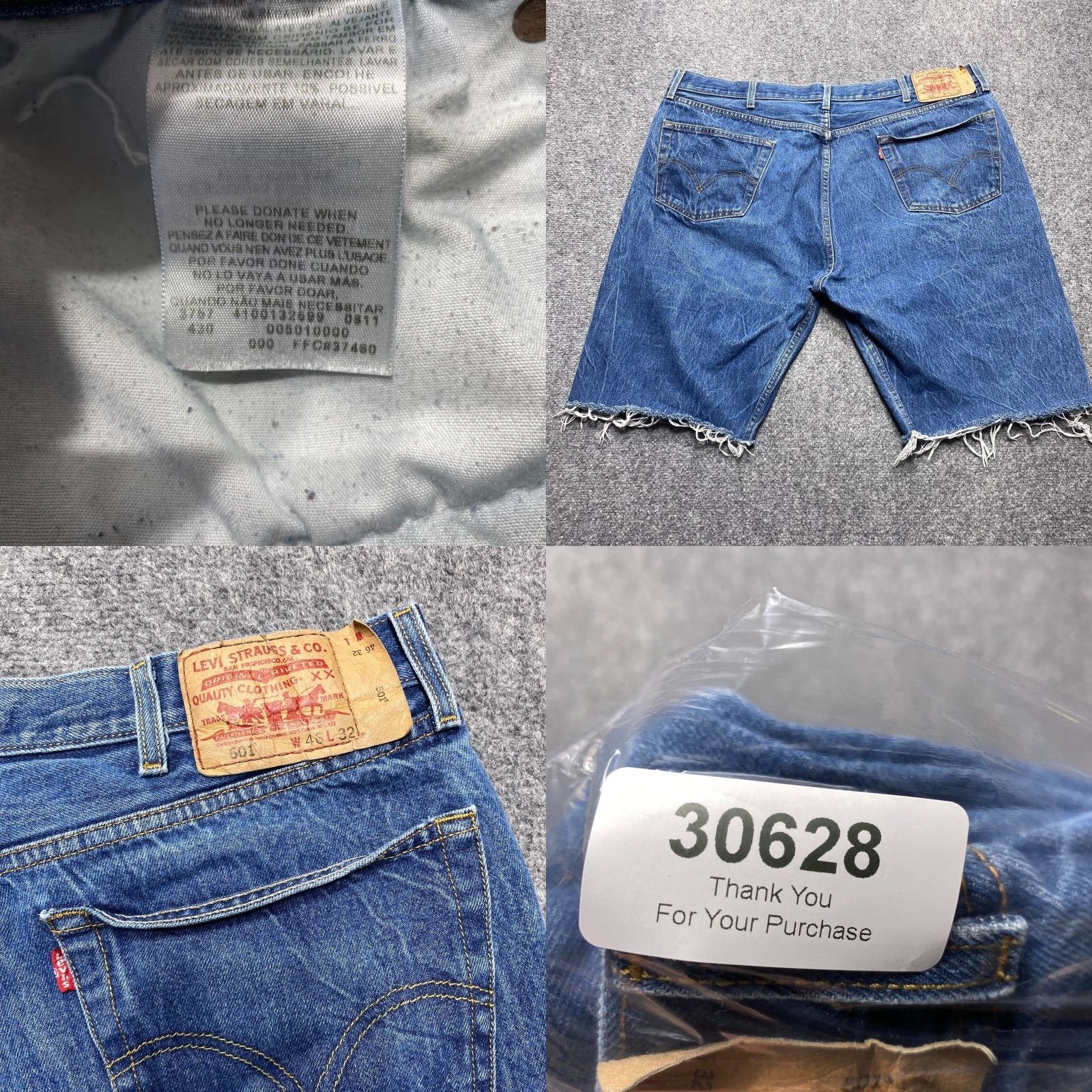 Levi's Levi's 501 Denim Shorts Mens 42 Blue Straight Fit Button Fly Cutoff Raw Hem Bermuda Casual 501s Mens Size US 42 / EU 58 - 8 Thumbnail