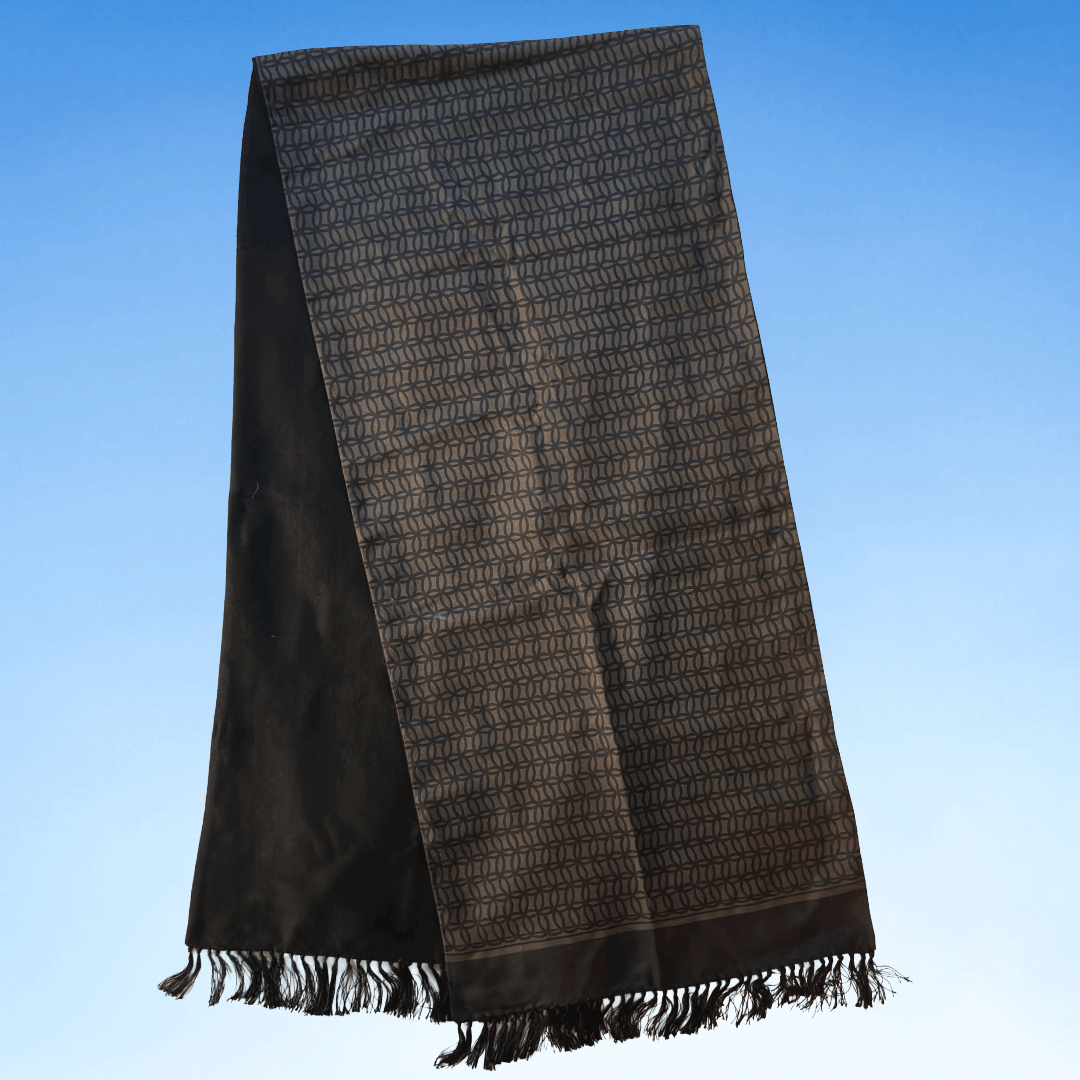Tom Ford Authentic Tom Ford Brown Geometric Silk & Cashmere Scarf Size ONE SIZE - 2 Thumbnail