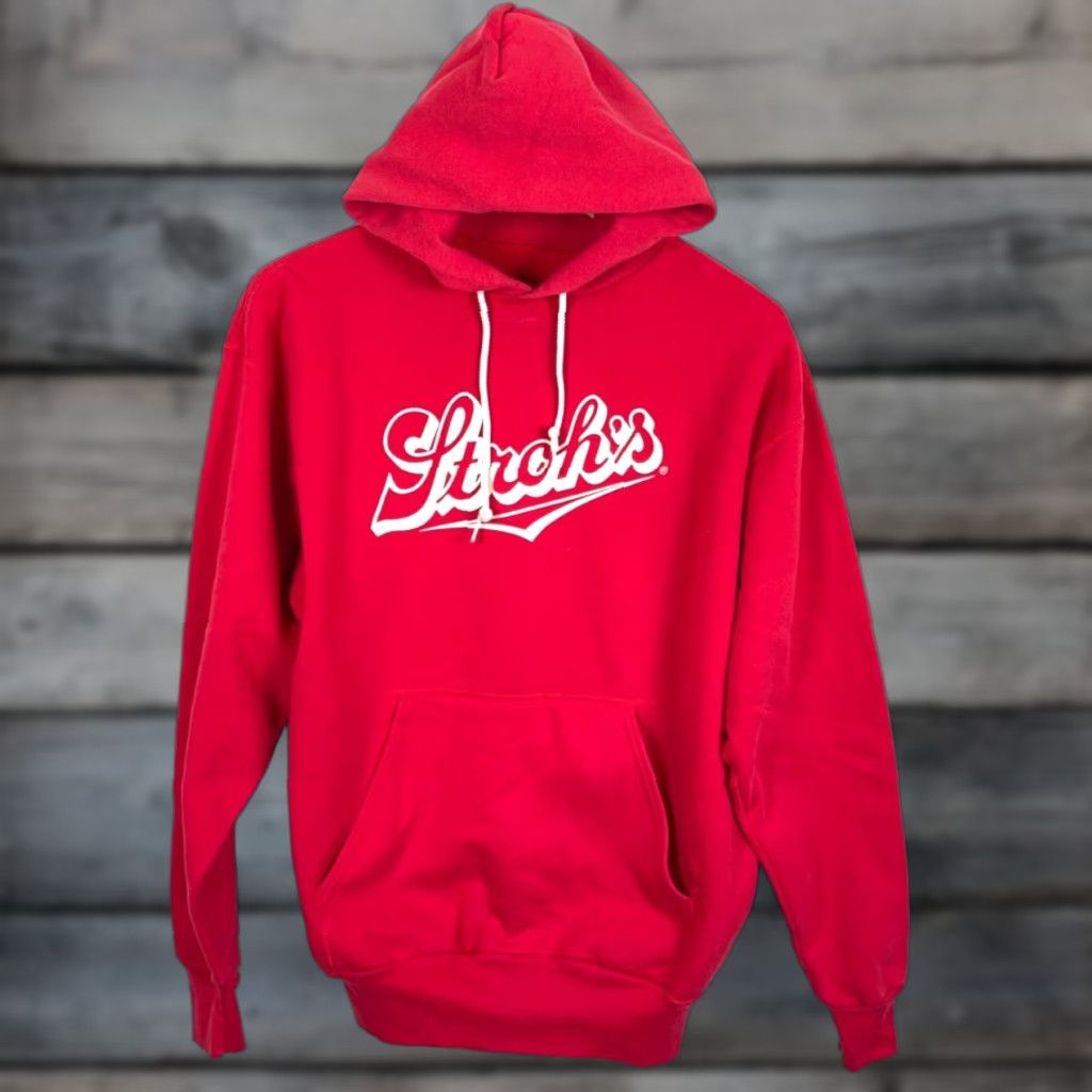 Vintage VINTAGE Medallion 80s Strohs Beer Hoodie Shirt Men XL Red Pullover Graphic Print Crew Neck Hooded 50/50 Blend Size US XL / EU 56 / 4 - 1 Thumbnail