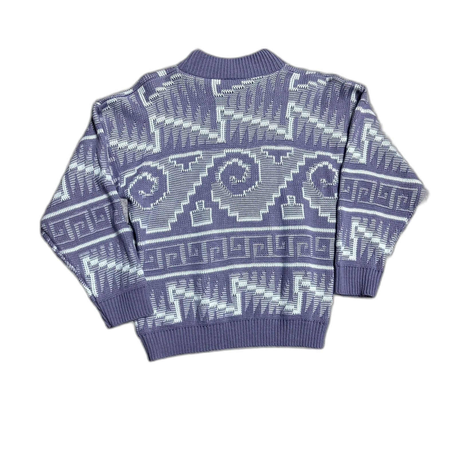 The Unbranded Brand Vintage 90's Pattern Sweater Small Purple Made in USA Small Size US XXS / EU 40 - 3 Thumbnail