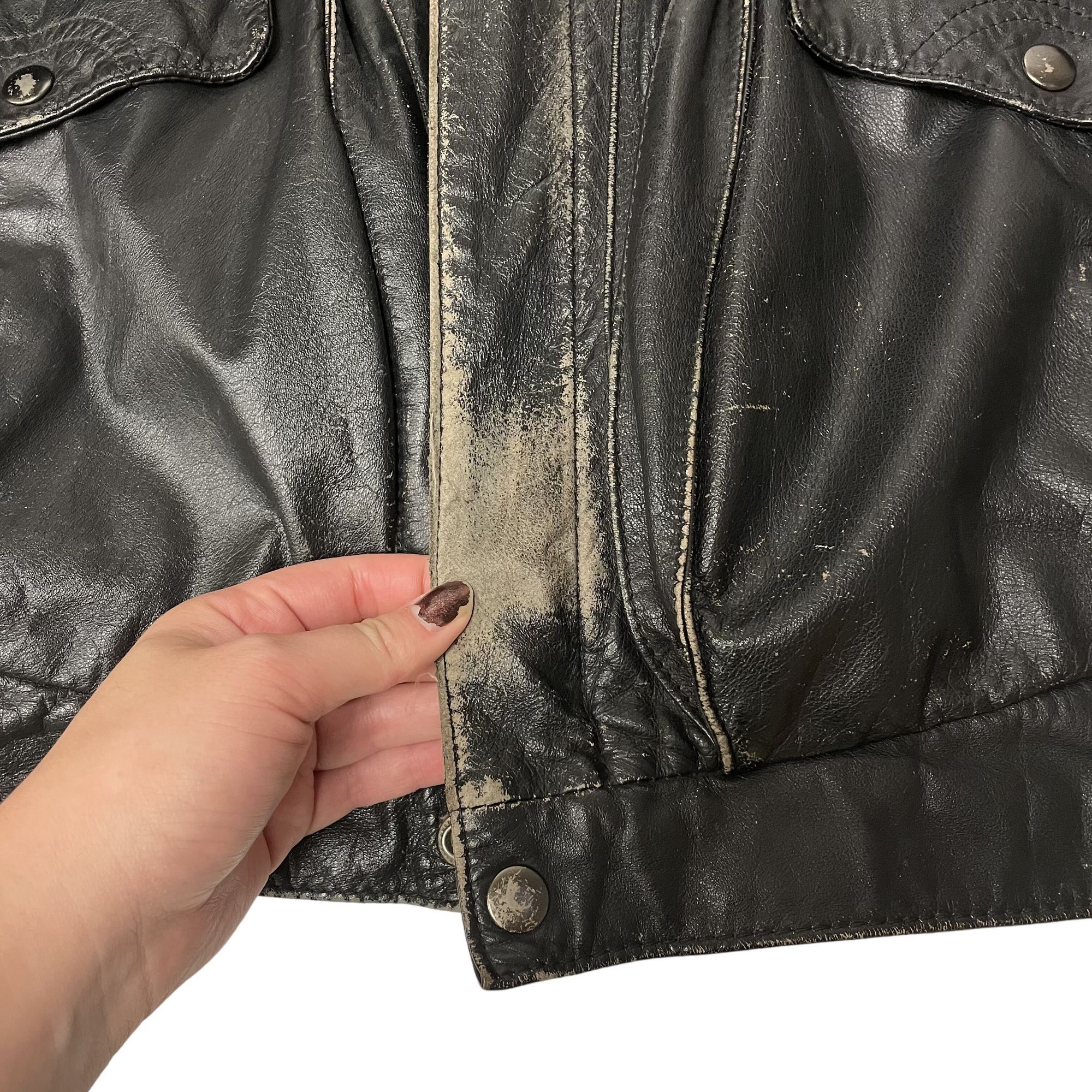 Other Vtg Poreha DISTRESSED Black Leather Street Racer Jacket Size US S / EU 44-46 / 1 - 10 Thumbnail