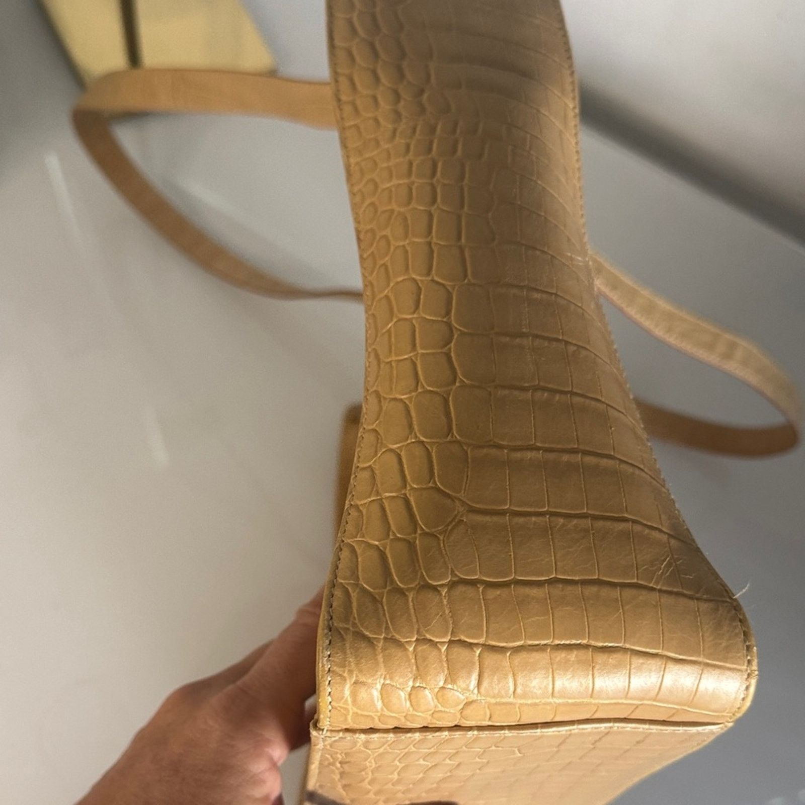 Salvatore Ferragamo Salvatore Ferragamo Gancini Crocodile-Embossed Tote - Beige Size ONE SIZE - 7 Thumbnail