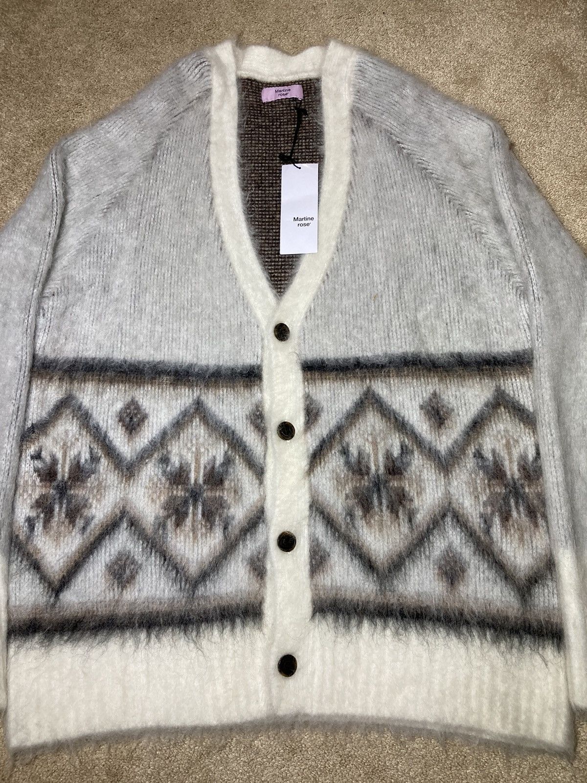 Martine Rose New FW23 Martine Rose Brushed Mohair Fair Isle Cardigan 2023 Size US M / EU 48-50 / 2 - 1 Thumbnail