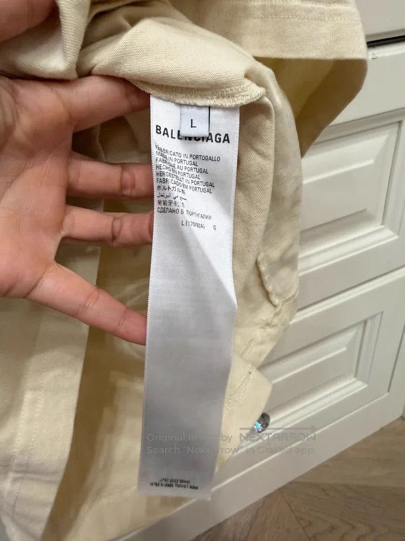 Balenciaga Balenciaga Beige Men's T-shirt Size US L / EU 52-54 / 3 - 4 Thumbnail