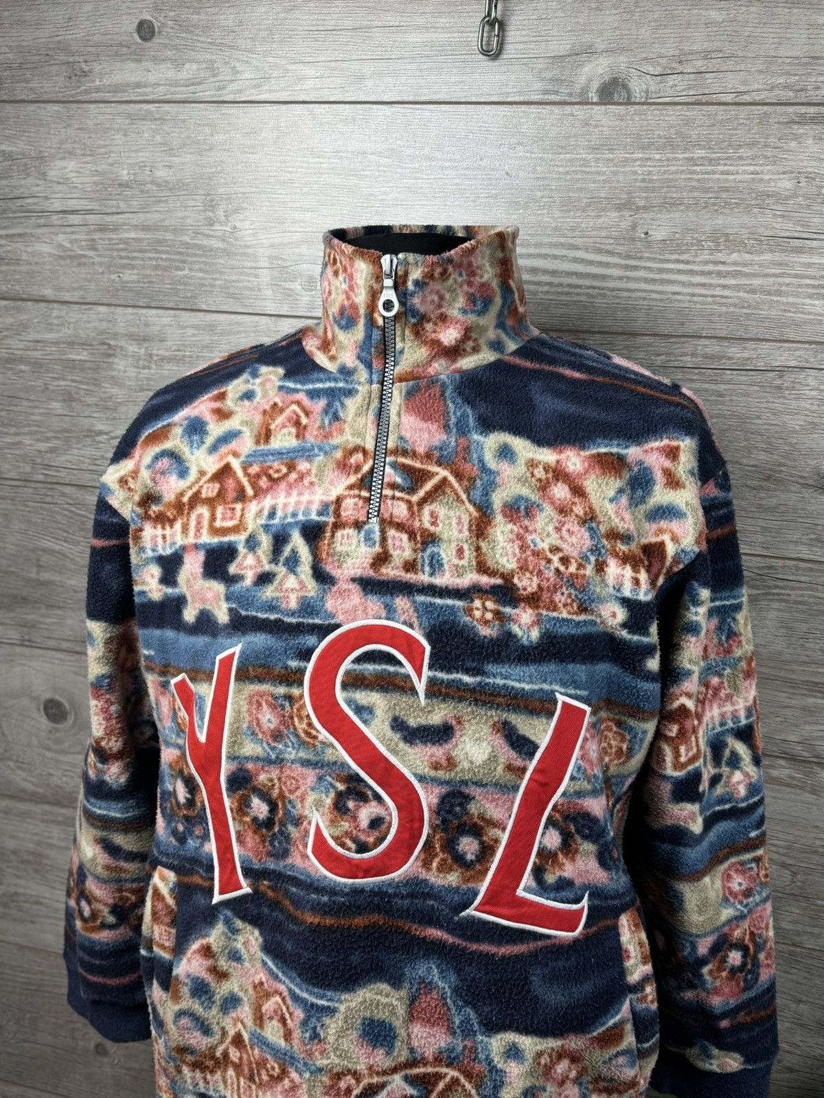 Japanese Brand YSL Fleece Yves Saint Laurent With Lightning and Big Logo Size US L / EU 52-54 / 3 - 2 Thumbnail