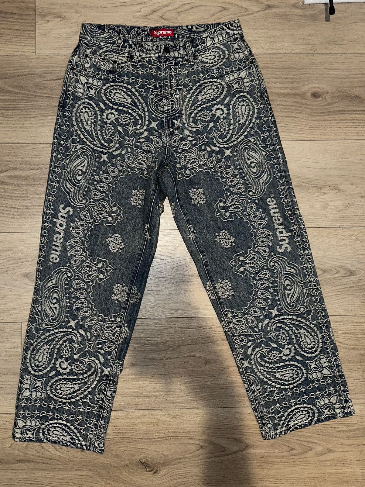 Supreme Supreme Bandana Jacquard Baggy Jeans Blue | Grailed