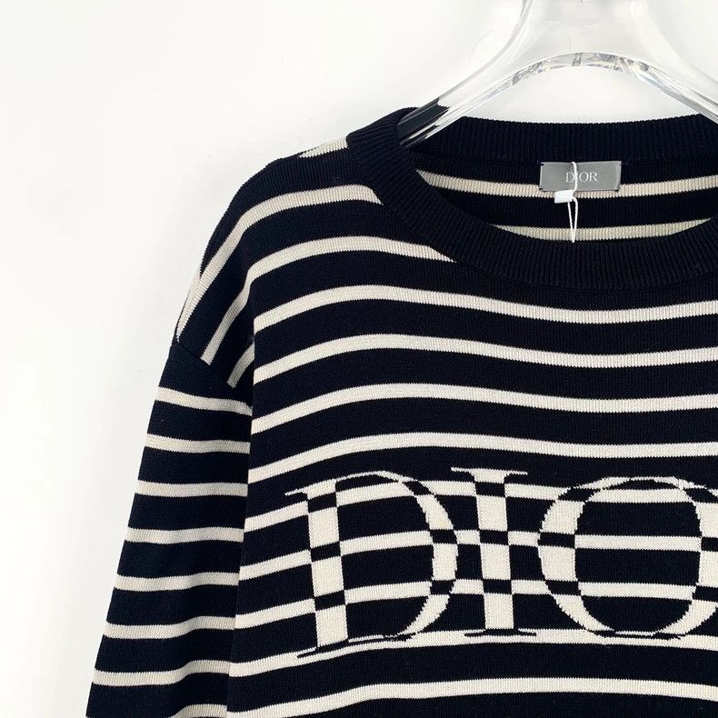 Dior Dior Black striped letter inlaid mulberry silk round-neck s Size S / US 4 / IT 40 - 3 Thumbnail