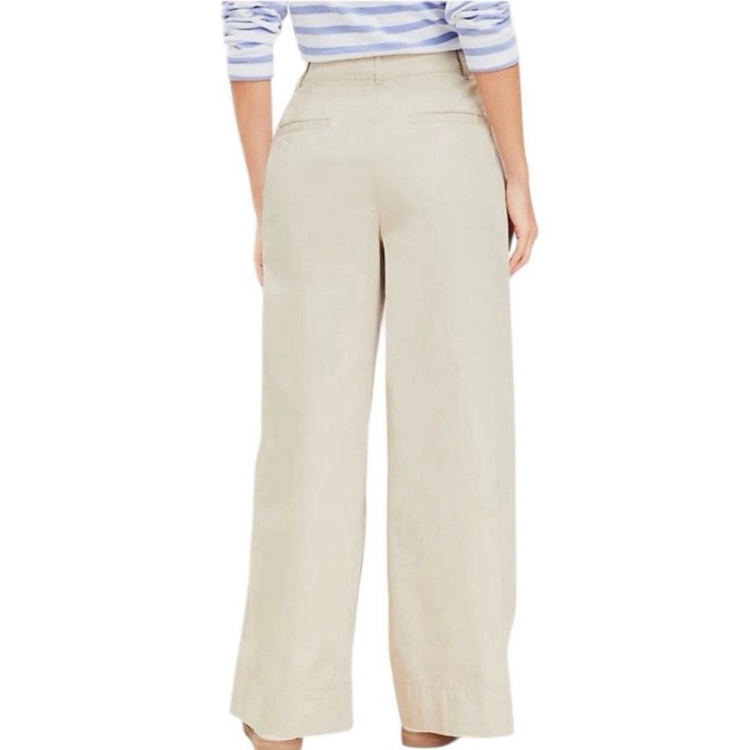 Loft Loft Cotton Poplin Wide Leg Double Pleated Trousers 14 NWT Size 36" / US 14 / IT 50 - 2 Thumbnail