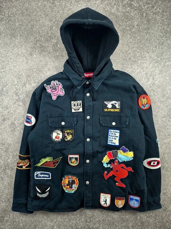 Supreme Supreme Mens Multi Patches Hooded Zip-Up Shirt Hoodie Size M Size US M / EU 48-50 / 2 - 1 Thumbnail