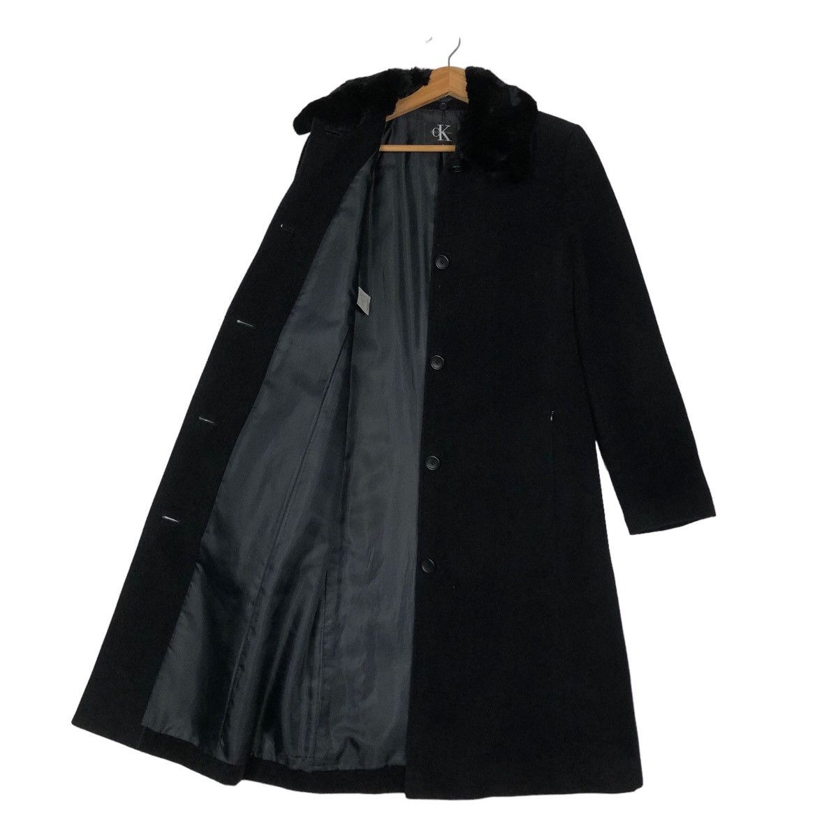 Calvin Klein 🔥Rich Black - Long Jacket Double Collar Fur Calvin Klein Size M / US 6-8 / IT 42-44 - 11 Thumbnail