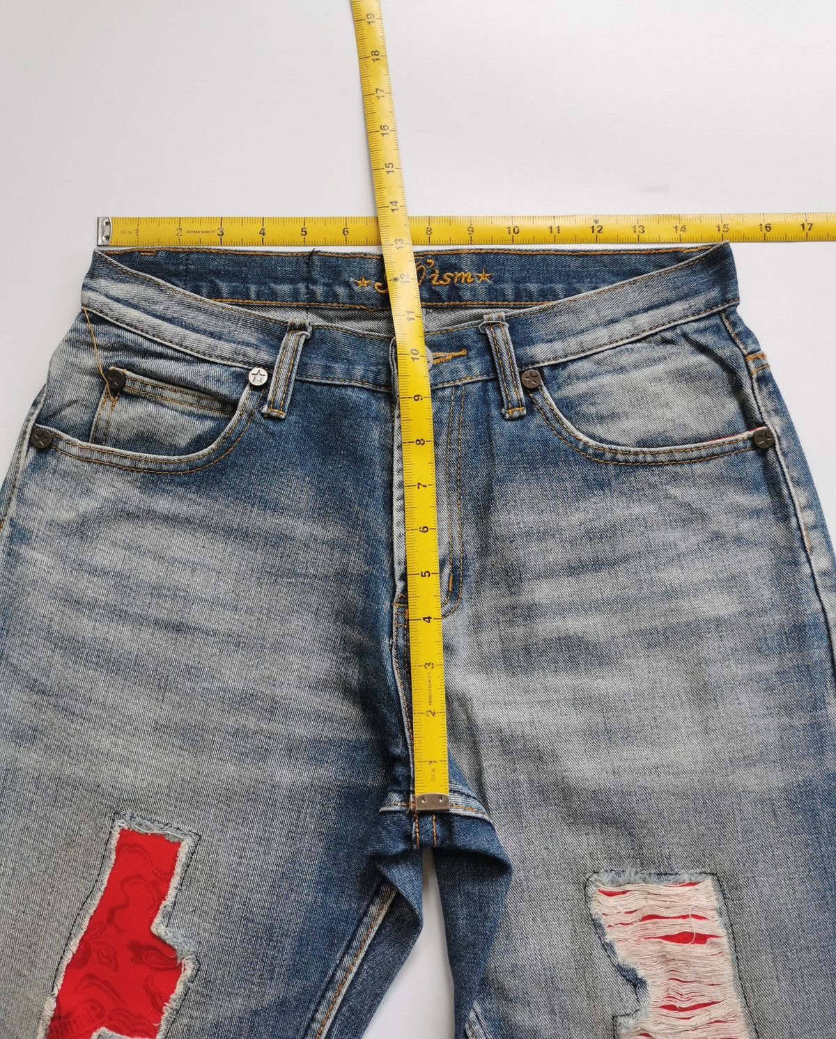 Japanese Brand Joism Japan Red Patchwork Denim Jeans Size US 30 / EU 46 - 10 Thumbnail