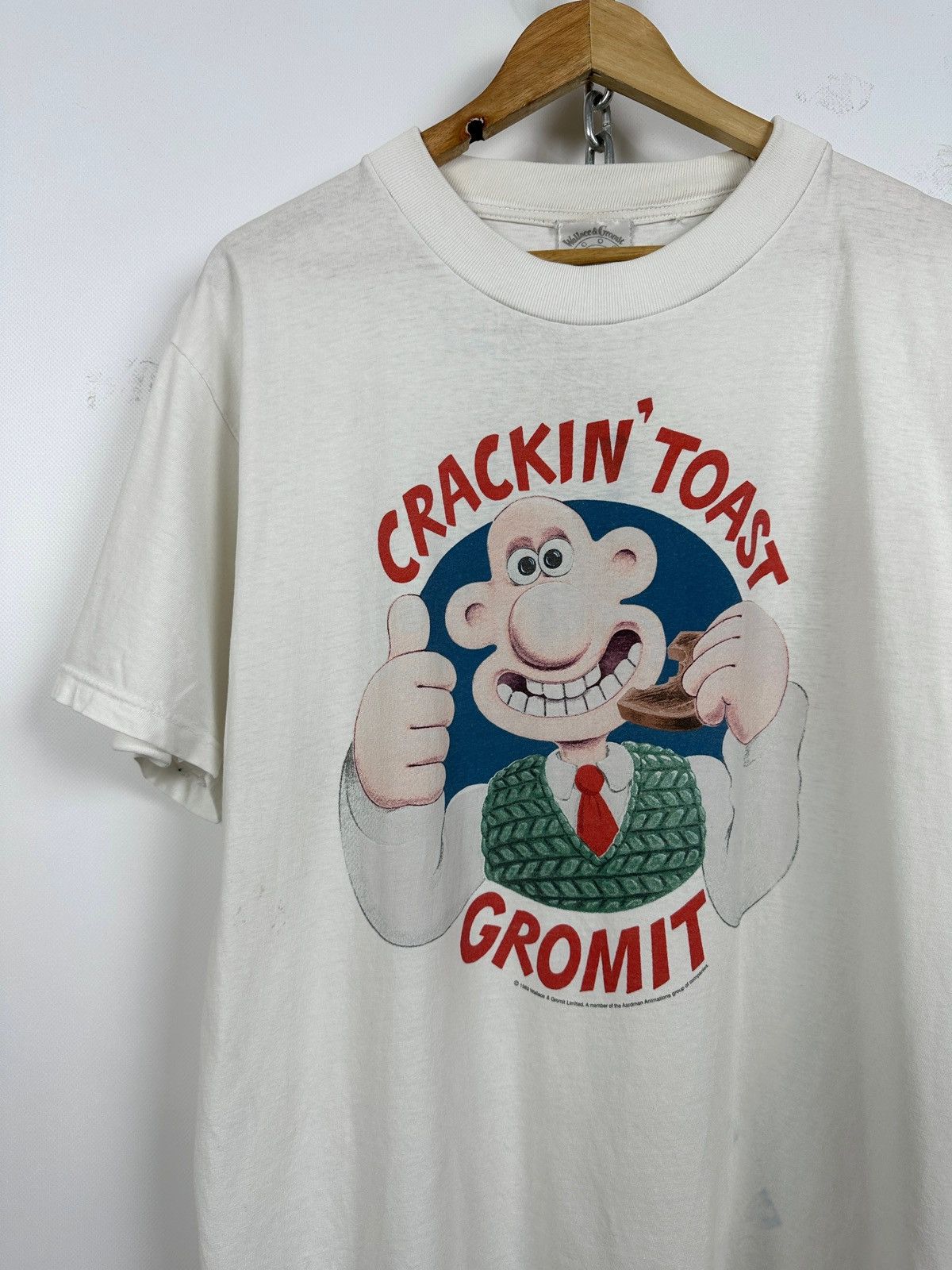 Cartoon Network 1989 Vintage Wallace & Gromit Crackin Toast T-Shirt Size US XL / EU 56 / 4 - 4 Thumbnail
