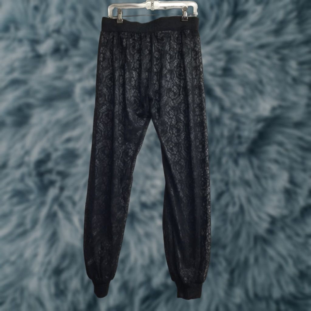 Anthropologie A'reve Pants Leg Trousers Sheer Crochet Black Size M Elastic Waist Wide Leg Tapered High Rise Bohemian Women Regular Dress Pants Size 32" / US 10 / IT 46 - 1 Thumbnail