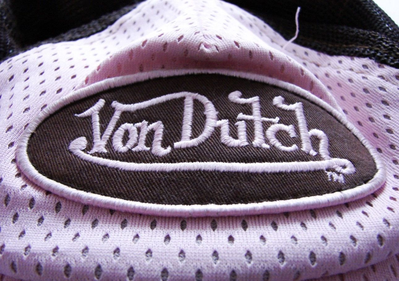 Vintage Y2K VON DUTCH Pink Brown Snapback Trucker Cap Hat display picture 1