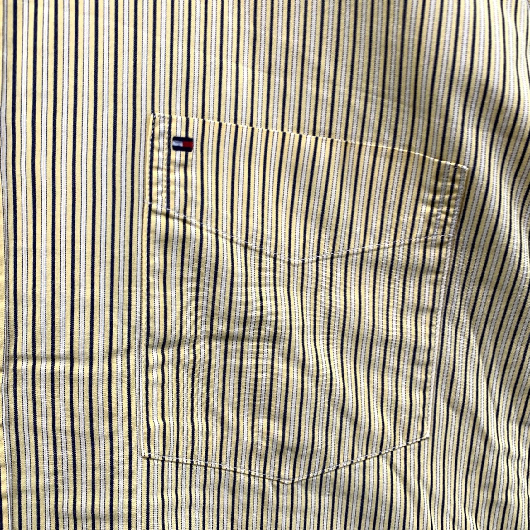 Tommy Hilfiger VINTAGE Tommy Hilfiger Button-Down Shirt Mens XL Yellow Striped Casual Pocket LOGO Size US XL / EU 56 / 4 - 7 Thumbnail