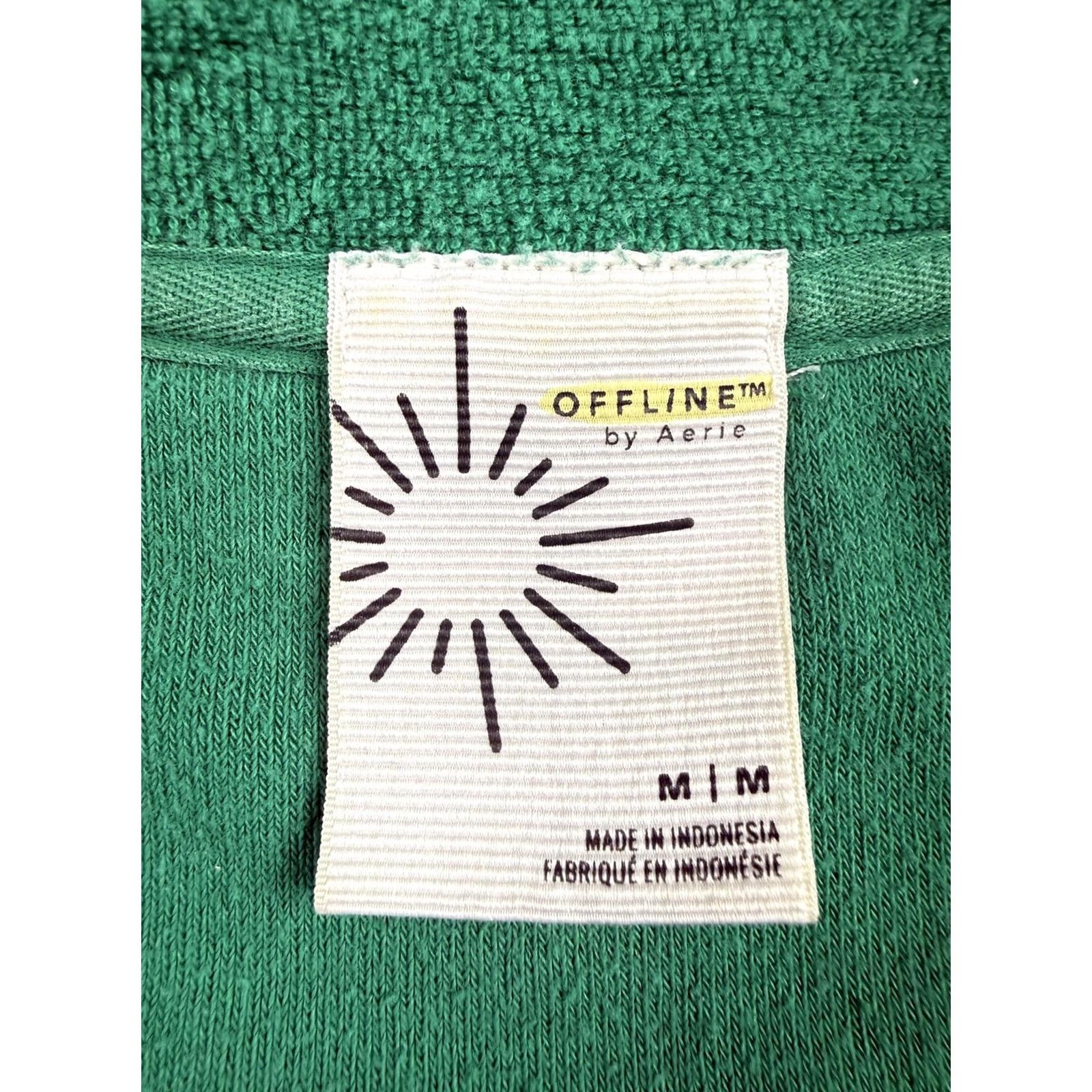 Vintage OFFLINE by Aerie Sweatshirt Womens M Green Terry 1/4 Zip Pockets Pullover Mock Neck Long Sleeve Bagged in Plastic Packaging Size M / US 6-8 / IT 42-44 - 3 Thumbnail