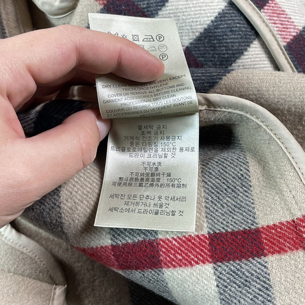 Burberry Brit Check Lined Wool Blend Duffle Coat In Beige