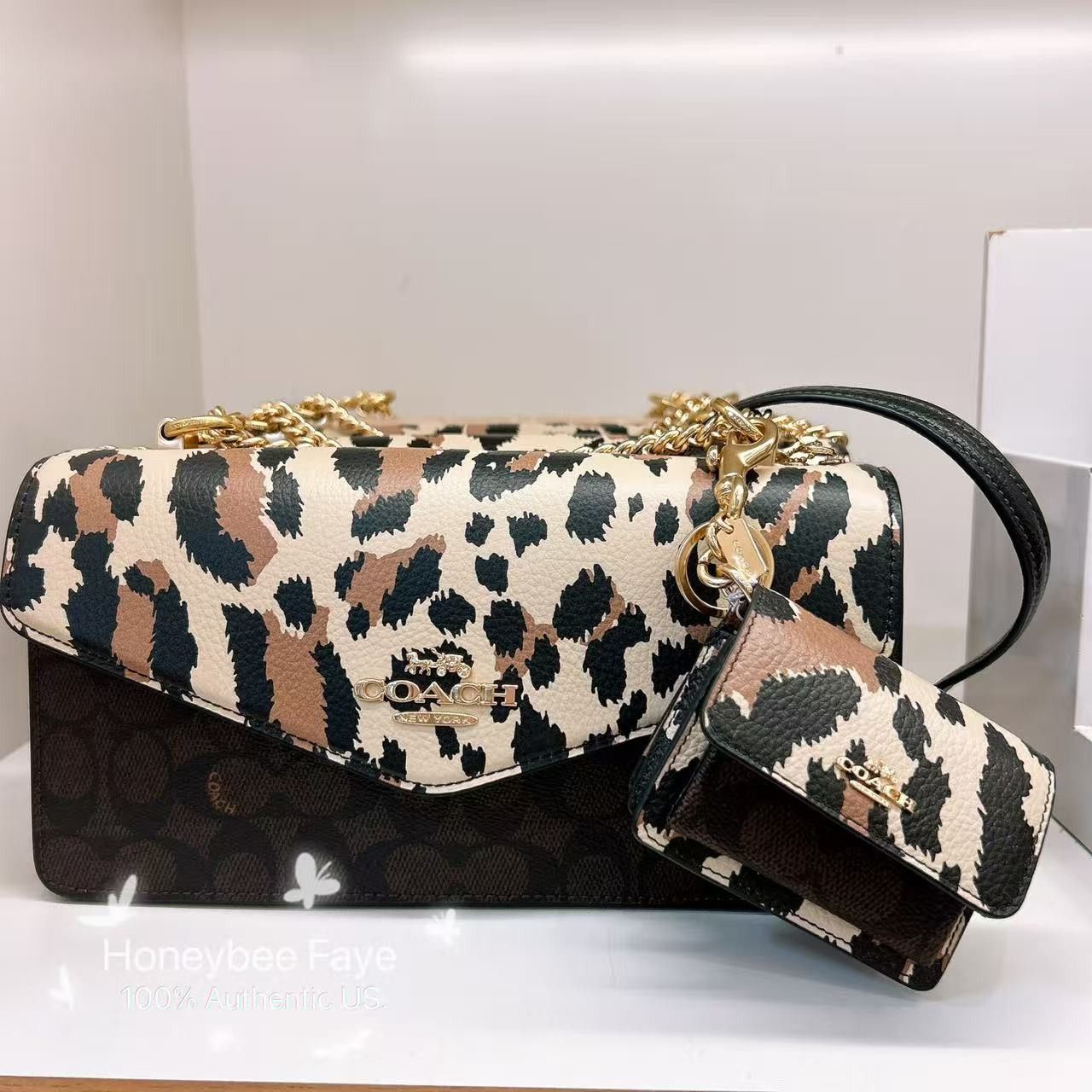 Coach Klare Bag Charm With Signature Canvas And Leopard CCE82 Size ONE SIZE - 4 Thumbnail