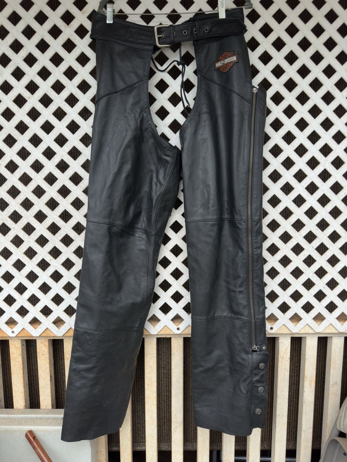 Harley Davidson Harley-Davidson Men's XL Tall Black Leather Adjustable Waist Size US 36 / EU 52 - 1 Thumbnail